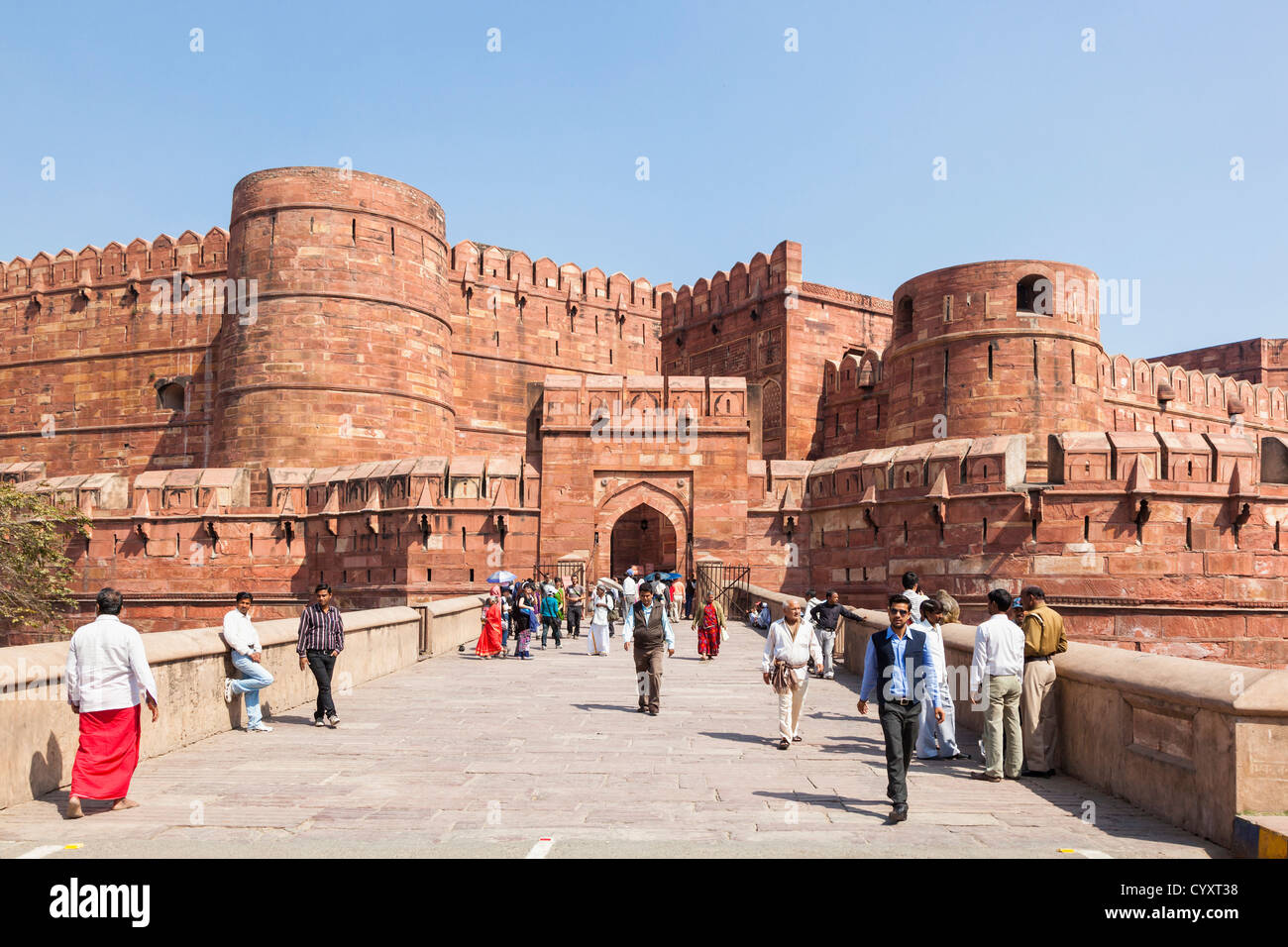 Indien, Uttar Pradesh, Agra, Anzeigen von Lahore Gate Stockfoto