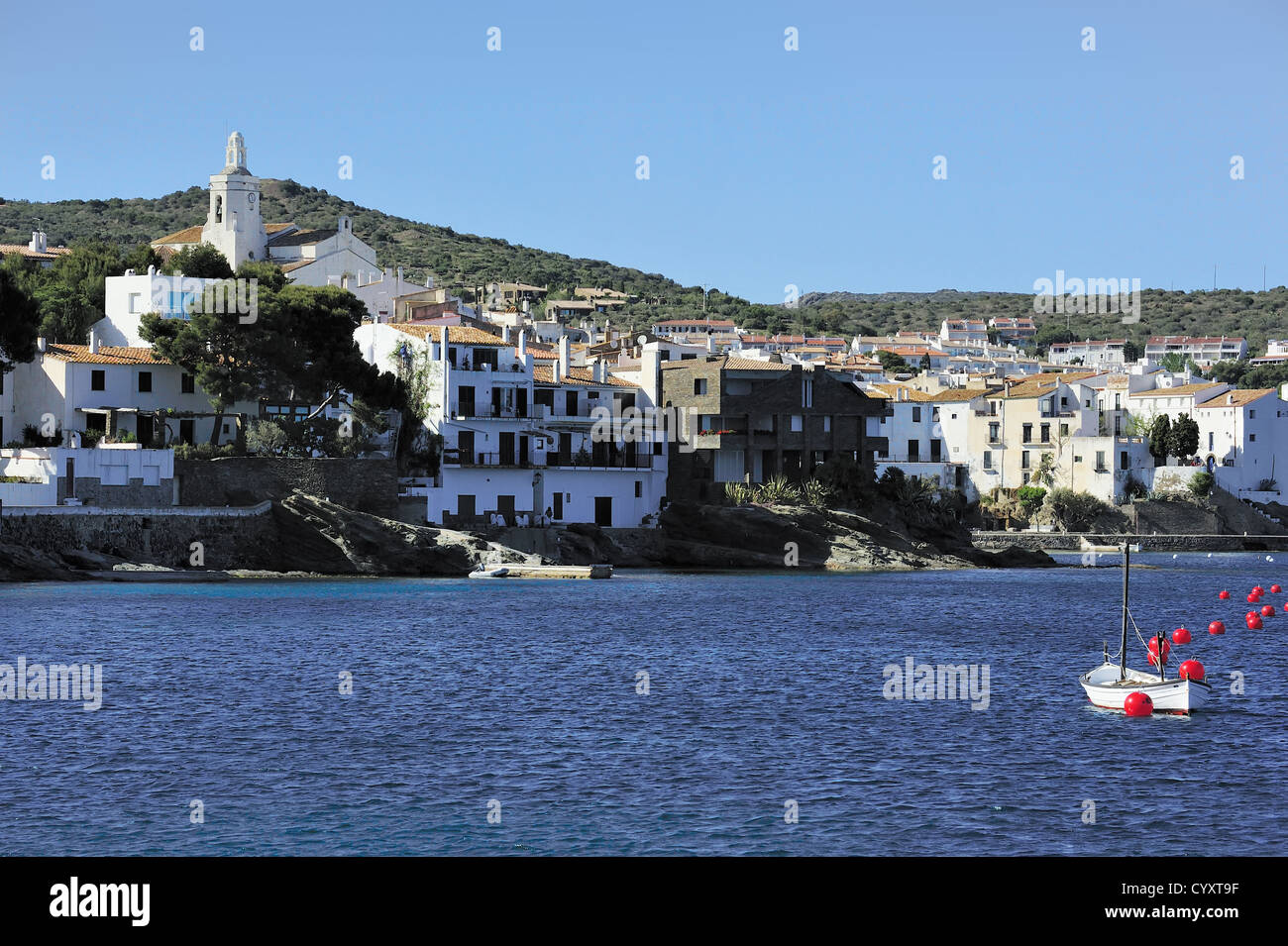 Blick auf die Altstadt Stadt Cadaques (Costa Brava, Katalonien, Spanien) Stockfoto