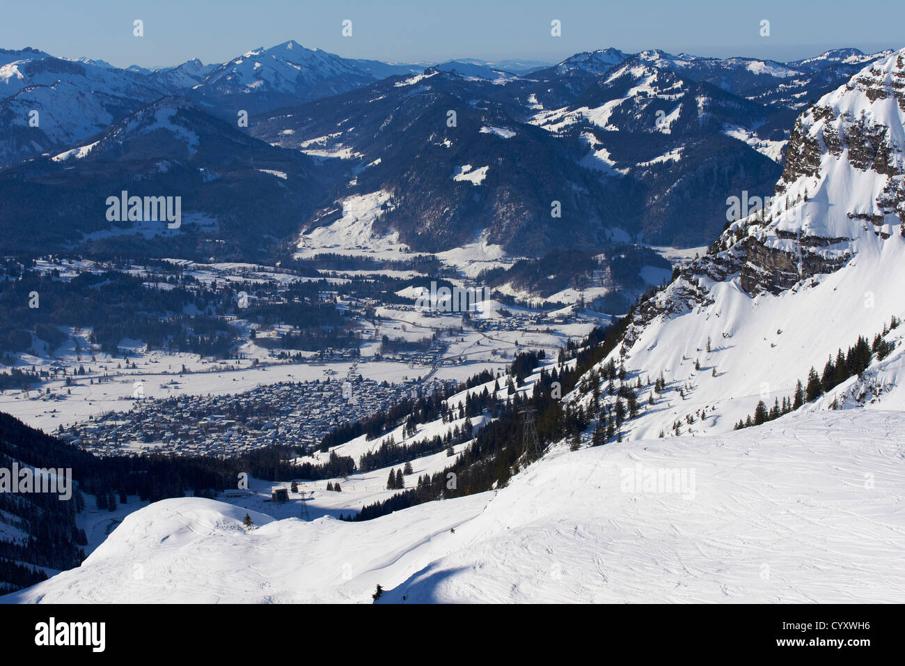 Blick vom Gipfel Nebelhorn in Oberstdorf Stockfoto