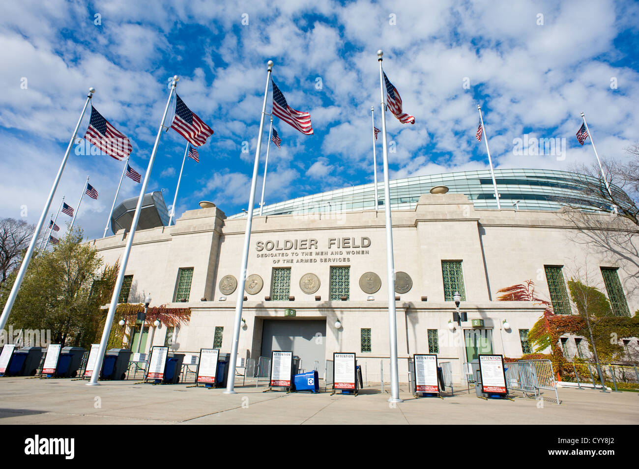 Soldier Field, Heimat der National Football League Team, die Chicago Bears. Stockfoto
