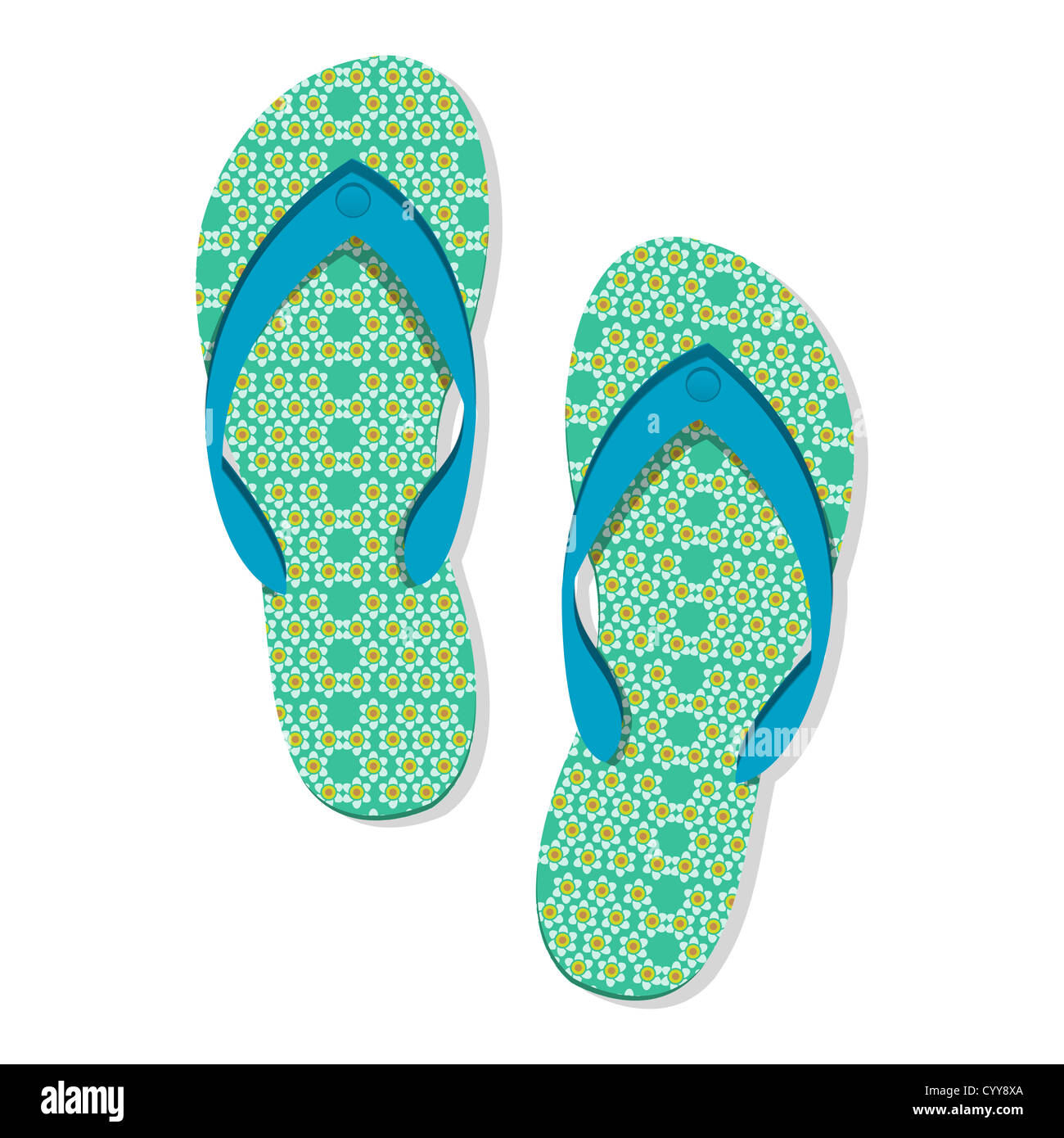 Illustration der Strand Pantoffel auf weißem Hintergrund Stockfoto