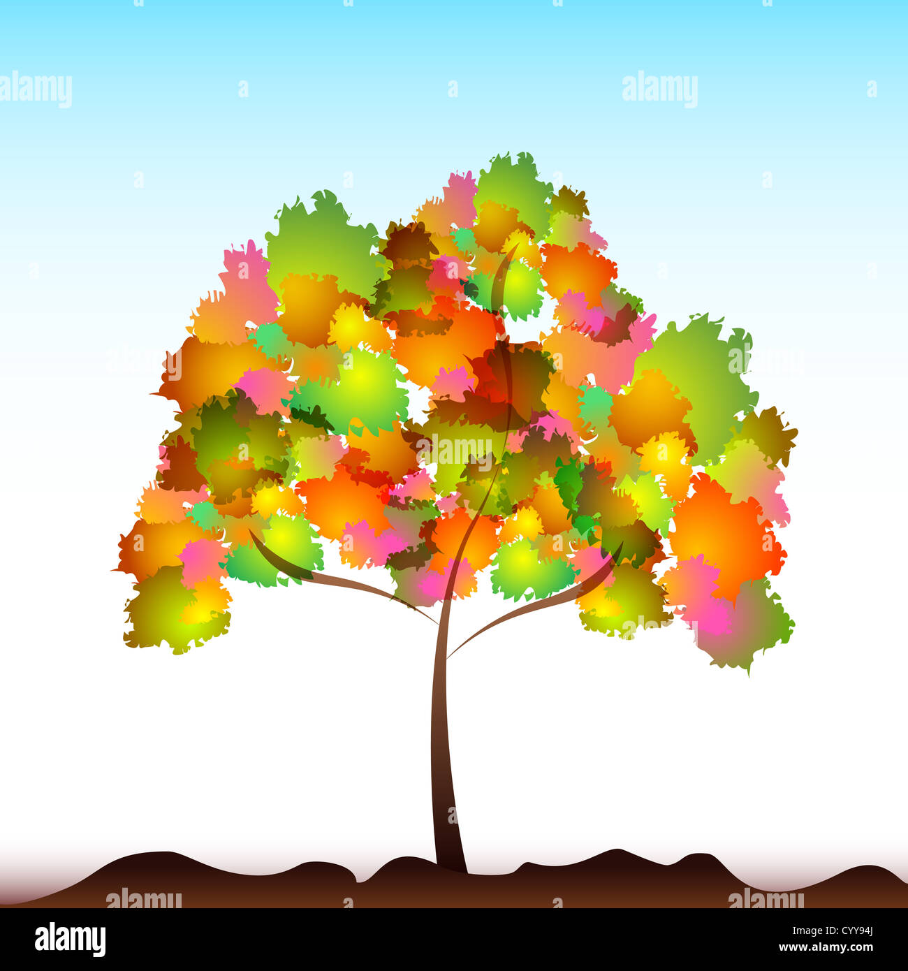 Illustration der bunte Baum auf isolierte Hintergrund Stockfoto