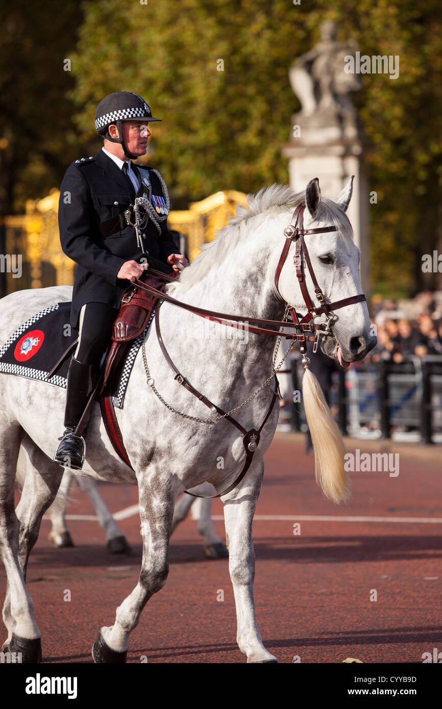 Berittene Polizisten am Buckingham Palace, London England, UK Stockfoto