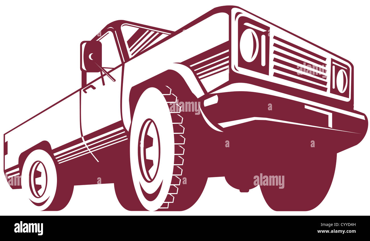 Abbildung von einem Pick-up-Truck von hinten getan im retro-Stil betrachtet. Stockfoto