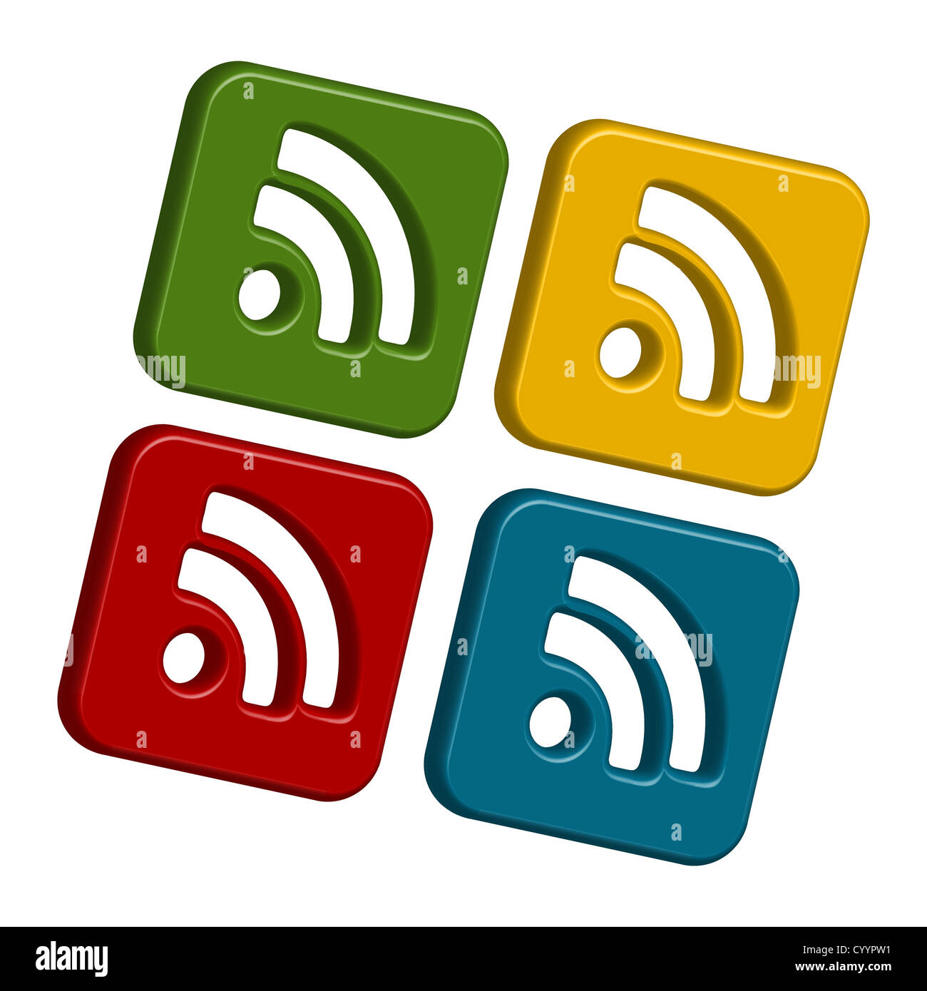 Illustration des RSS-Icons auf weißem Hintergrund Stockfoto
