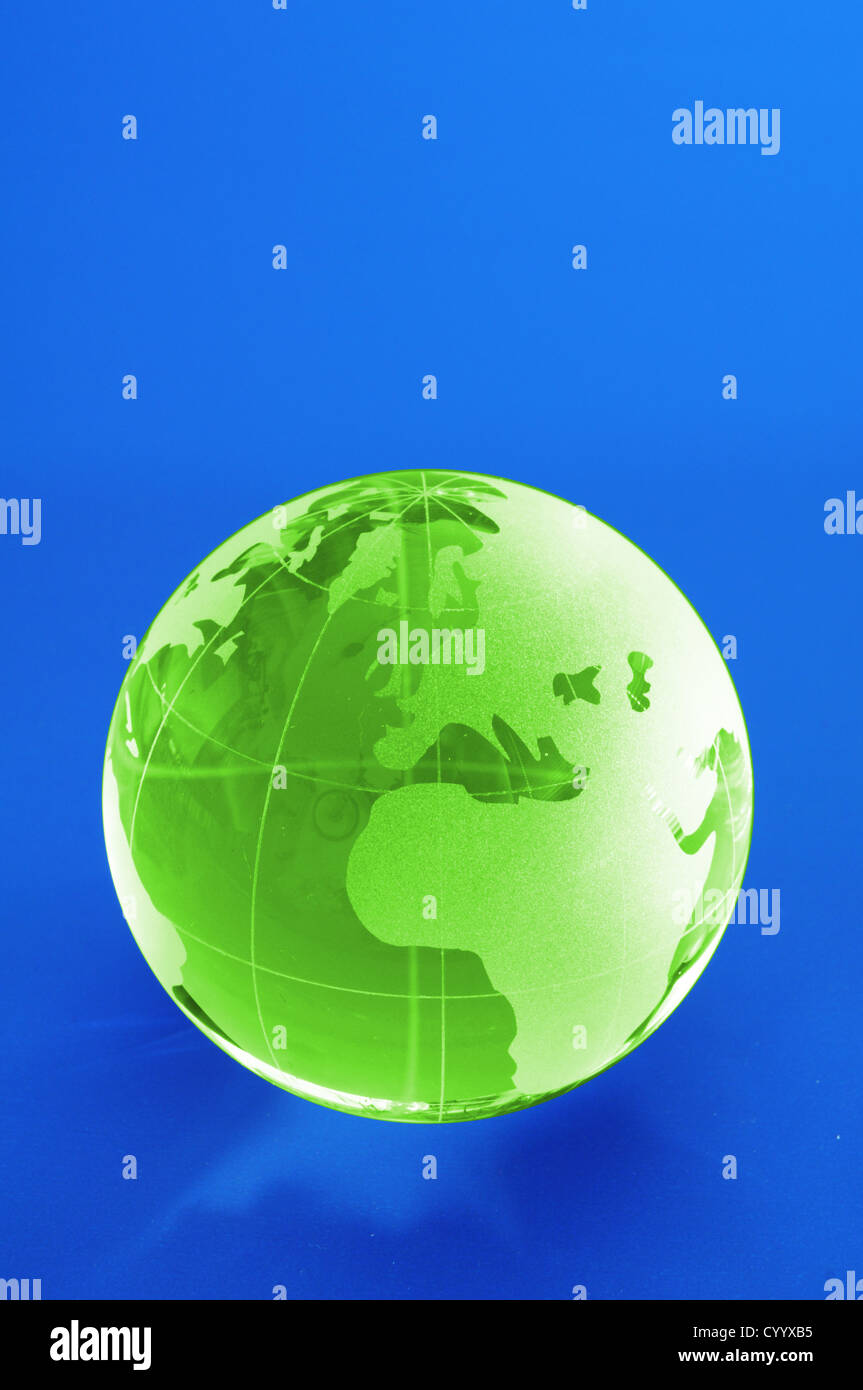 global Business-Konzept mit Glas Planeten und Exemplar Stockfoto