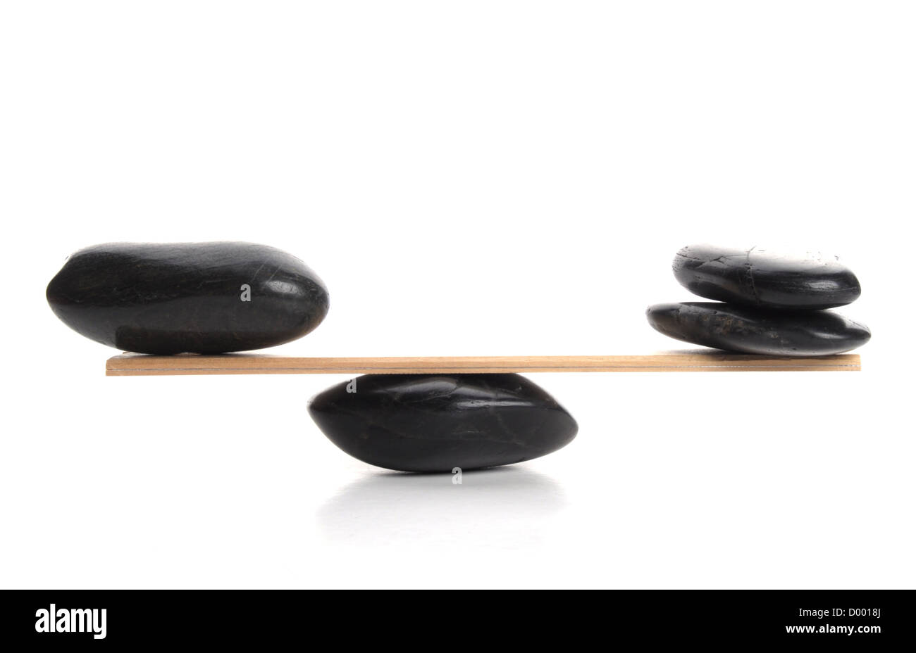 skaliert mit Zen Stein isoliert auf weiss zeigen Gleichgewicht oder spa Stockfoto