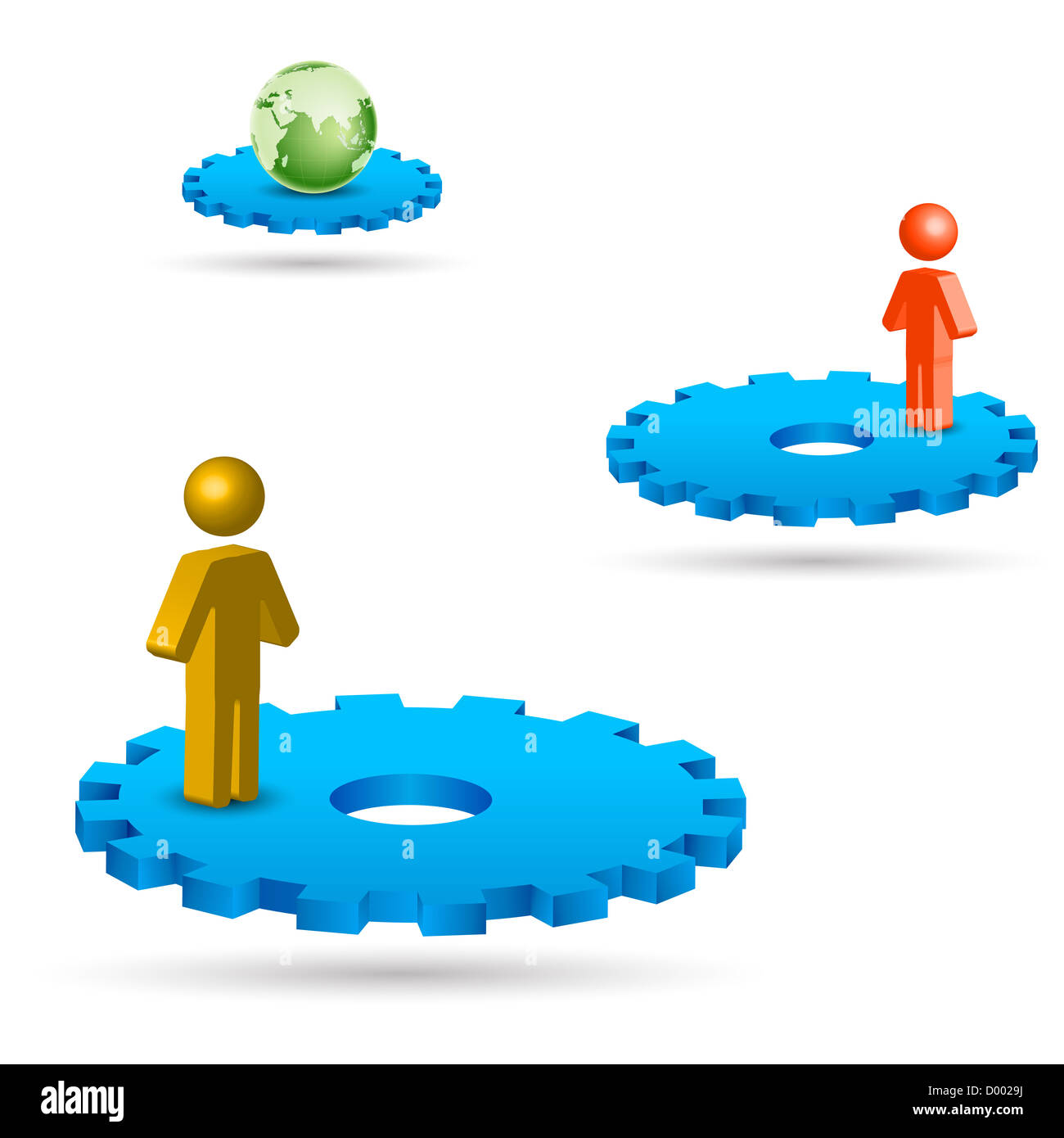 Abbildung der globalen Vernetzung zwischen Personen auf weißem Hintergrund Stockfoto