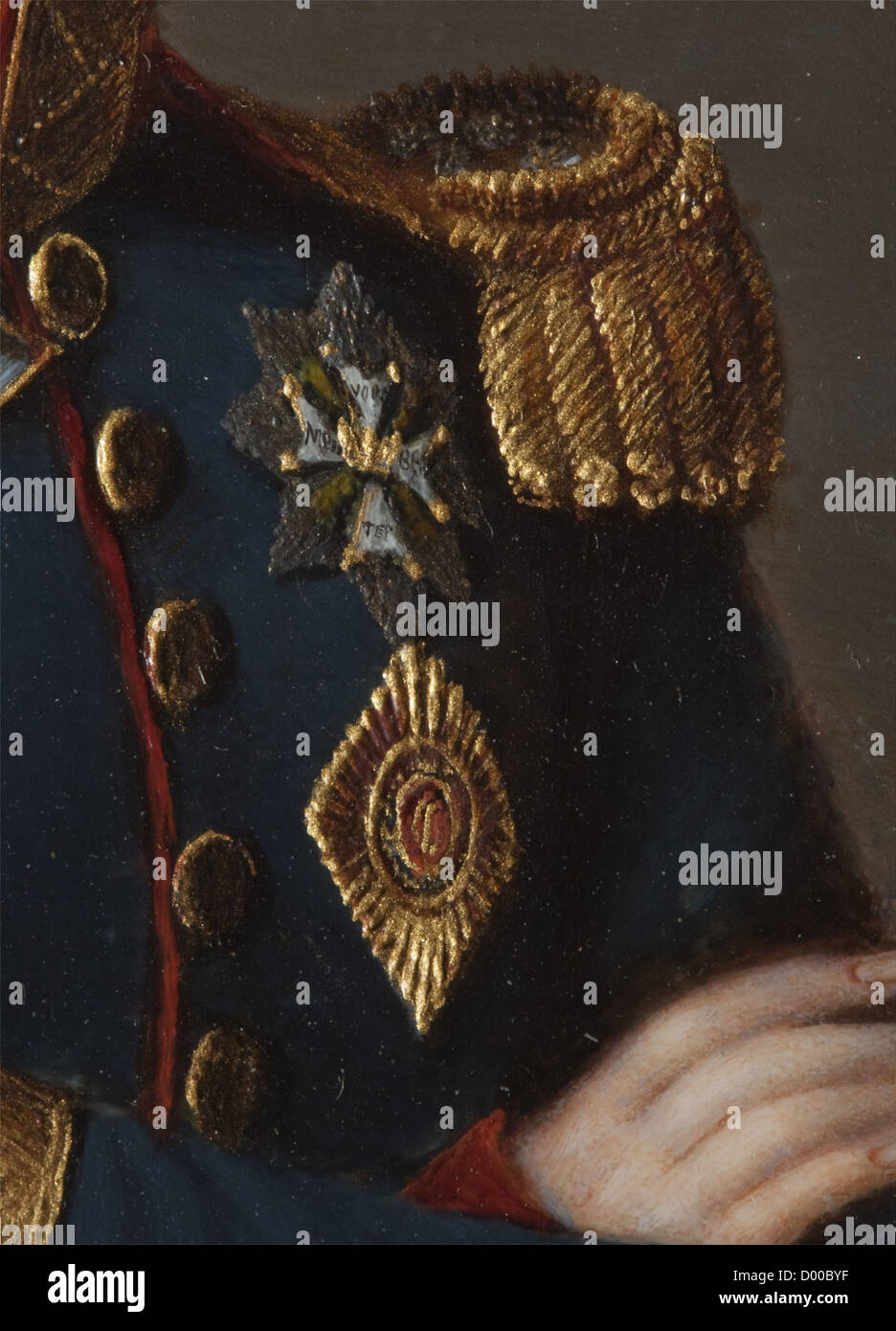 Prinz Wilhelm von Oranien-nassau, Nassau, und die Niederlande (1795 - 1865) Ein kleiner als die Hälfte der Menschen, die später zum König der Niederlande, in Uniform mit der Star der militärischen Ordnung von William, Hals band Medaille und Star des russischen Ordens von St. George. Höchste Qualität der Miniaturmalerei auf Elfenbein. 65 x 80 mm, die Abzeichen in Gold, Bronze bemalt. Unterzeichnet", A. Delatour 1819' unten links. In einem modernen schwarzen Rahmen. Alexander Delatour (1780 - 1858 Brüssel) war Maler an den Hof von König Wilhelm I. und seinen Sohn. Miniaturen von Delatour, Artist's Urheberrecht nicht gelöscht werden Stockfoto