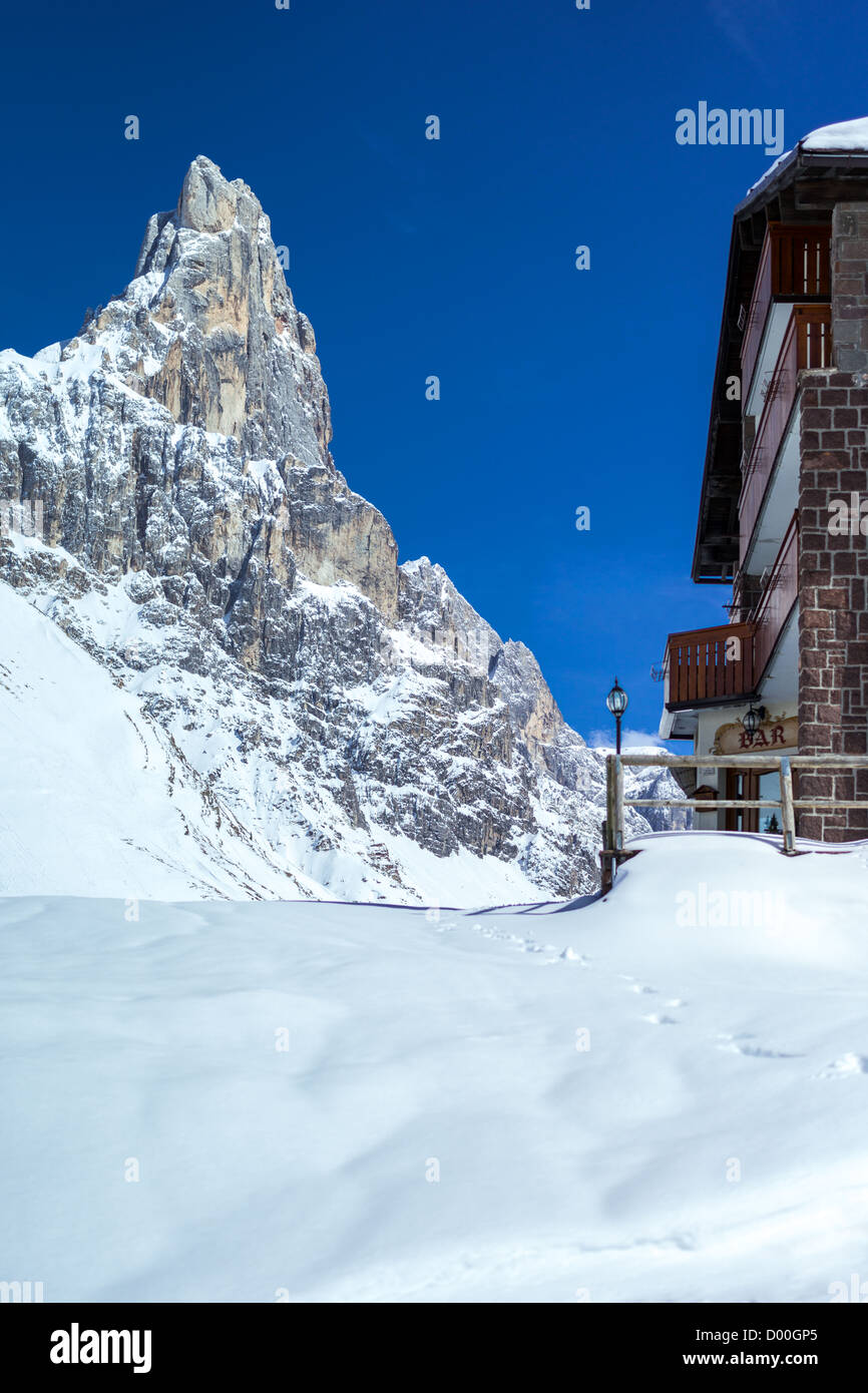 Italien, Dolomiten, Trentino Alto Adige den Pale di San Martino Berg gesehen von der Rolle-Pass Stockfoto