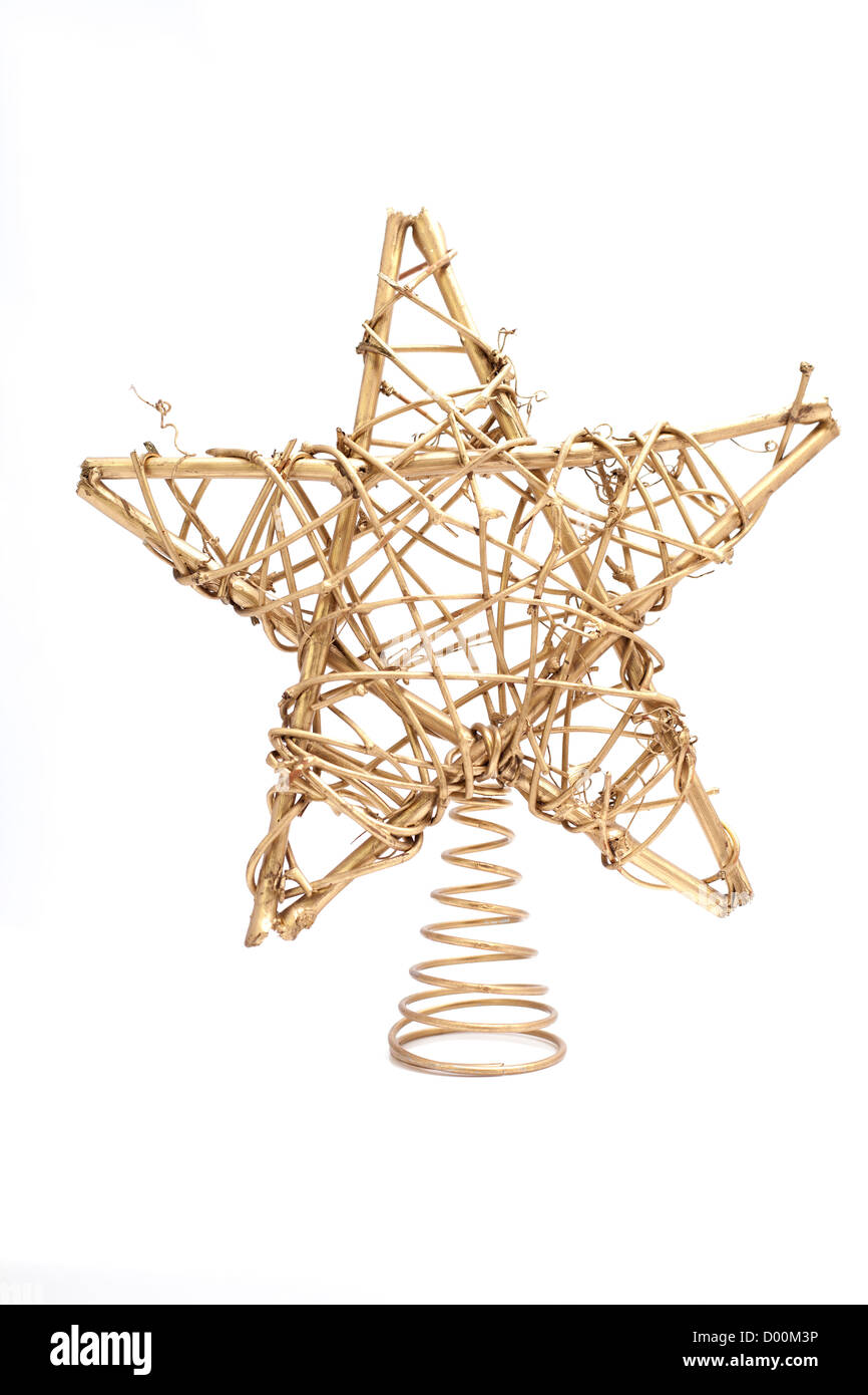 Gold Davidstern Weihnachtsbaum Dekoration. Stockfoto