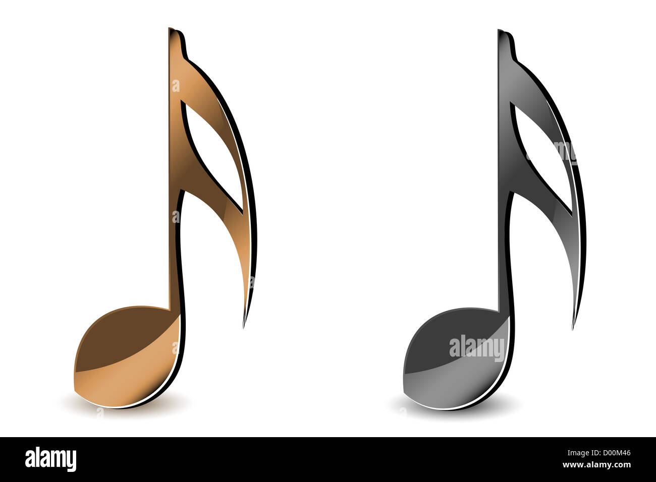 Darstellung der Noten auf weißem Hintergrund Stockfoto