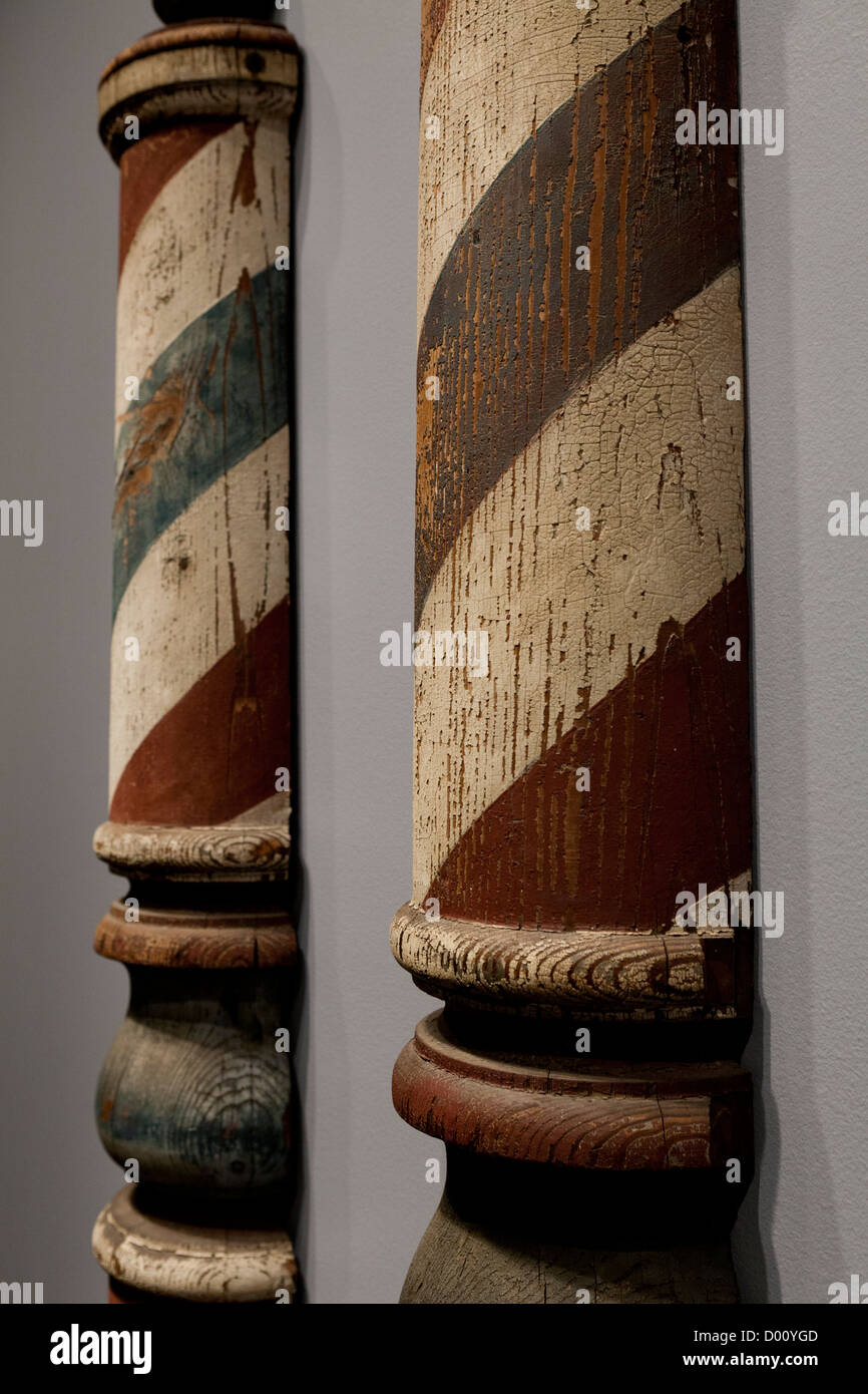 Antike Barbershop Holzstangen Stockfoto