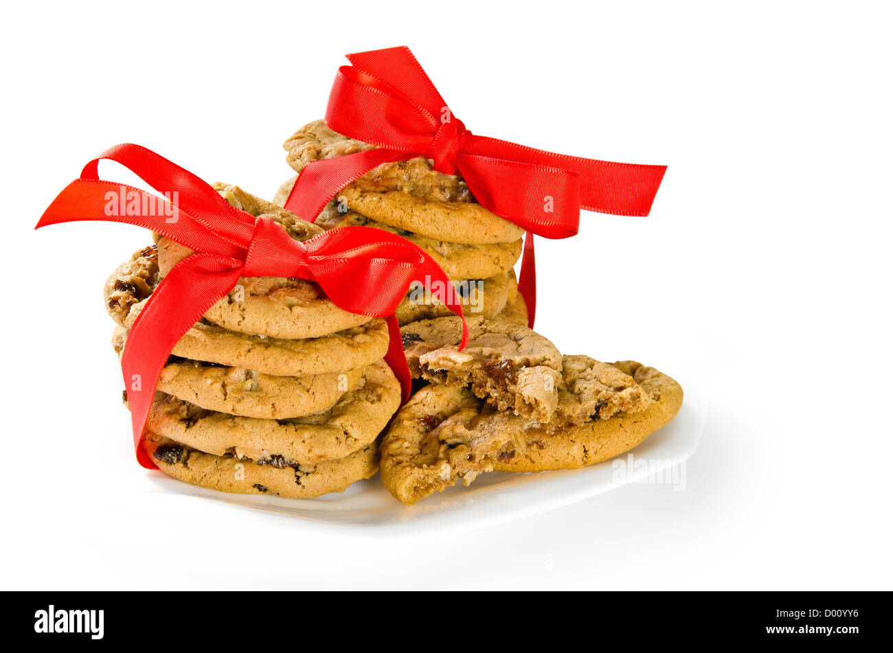 Cookies in roten Bändern gewickelt Stockfoto