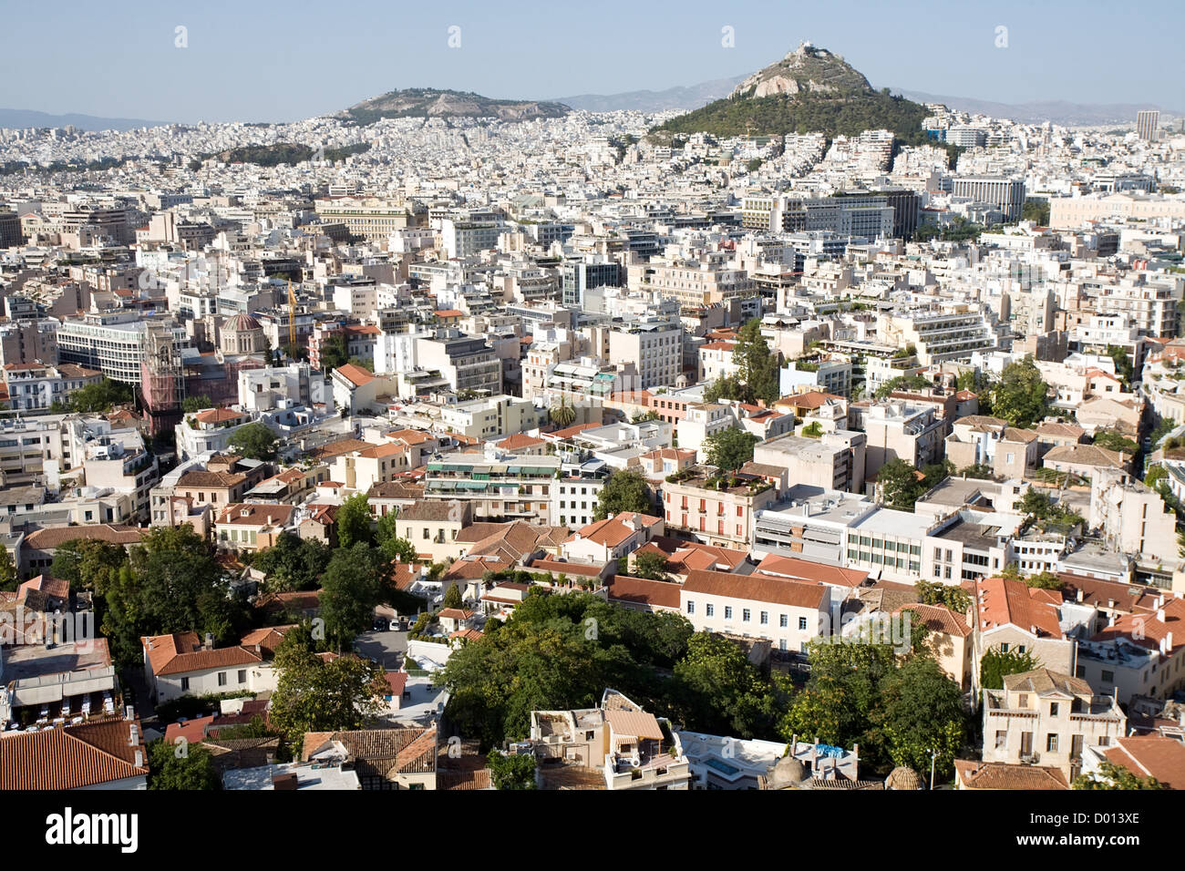 Panoramaansicht von Athen aus Burgberg Stockfoto