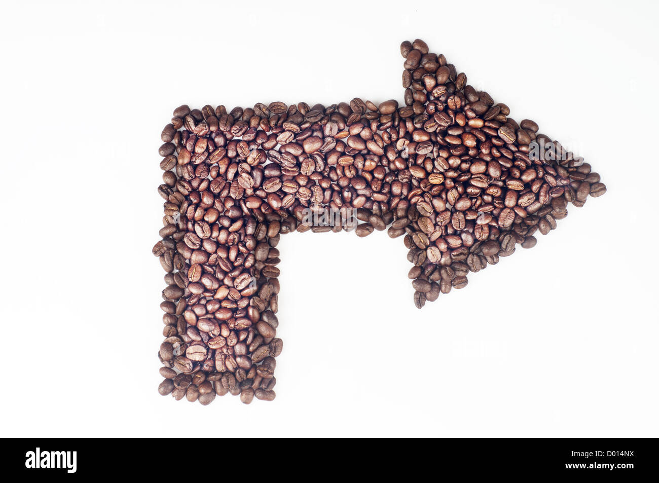 Kaffeebohnen-Zusammensetzung-Pfeil-shape Stockfoto