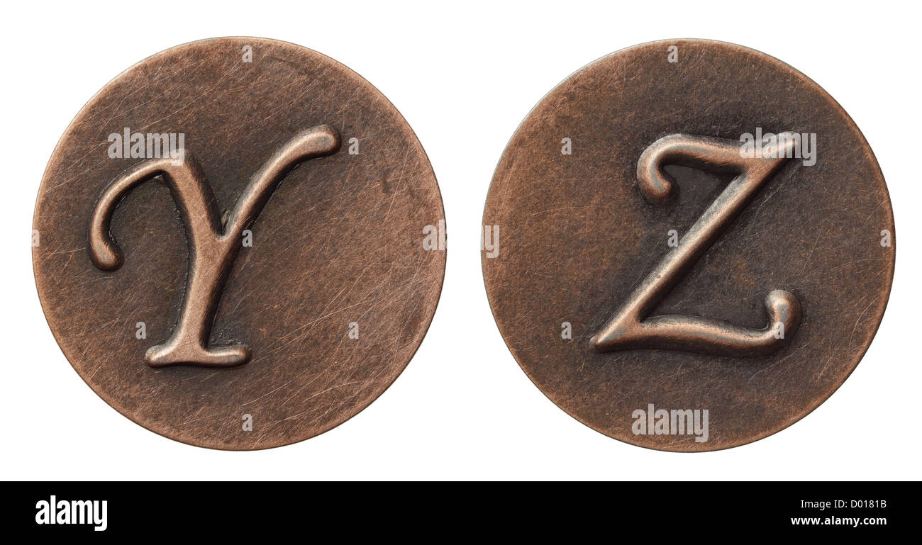 Alter Metall Vintage Alphabet Buchstaben. Stockfoto