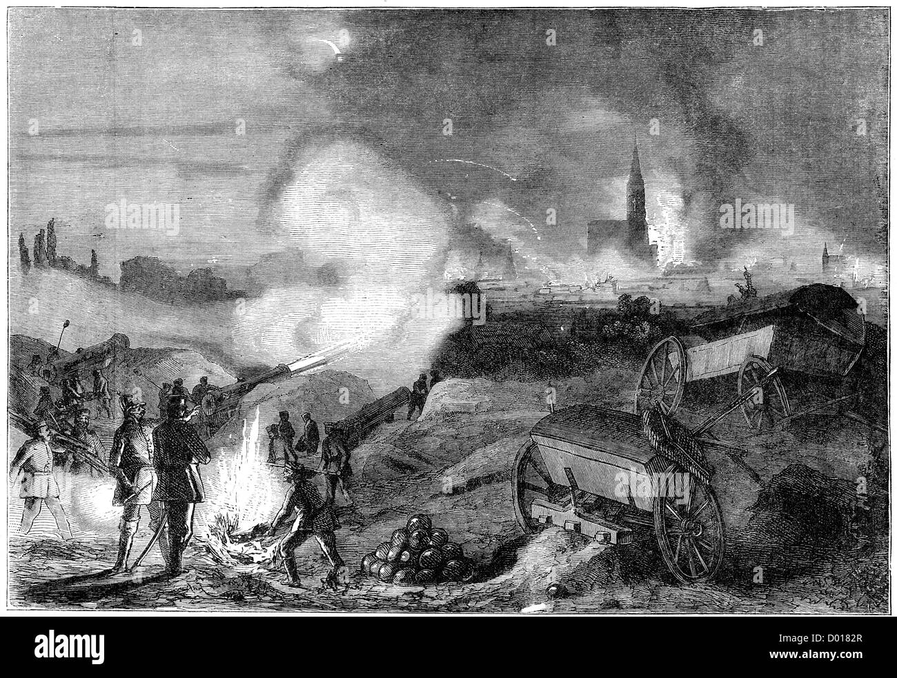 Bombardierung von Straßburg, die Belagerung fand während der Franco-Preussischer Krieg, Stockfoto