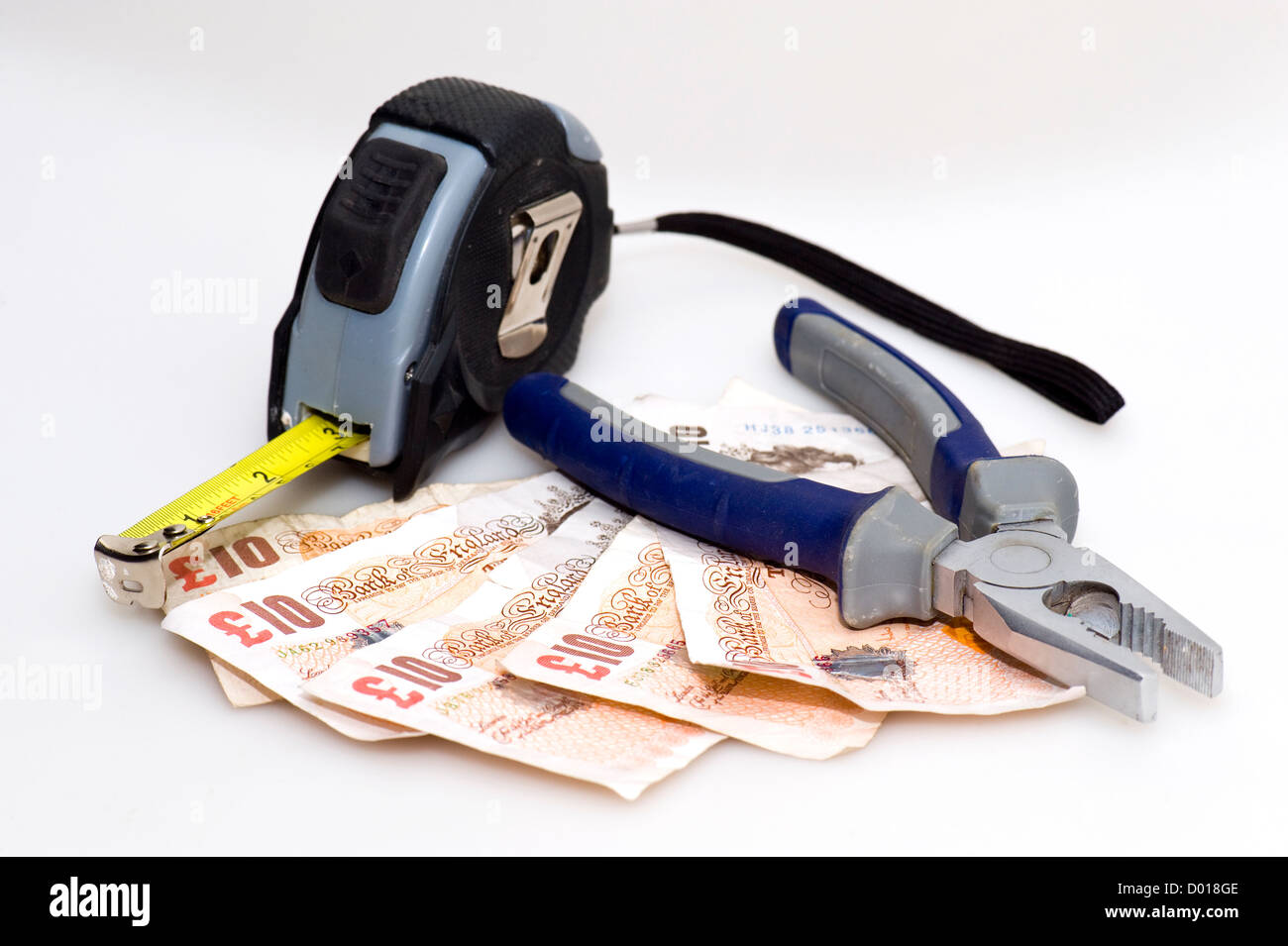 Werkzeuge und Bargeld Stockfoto