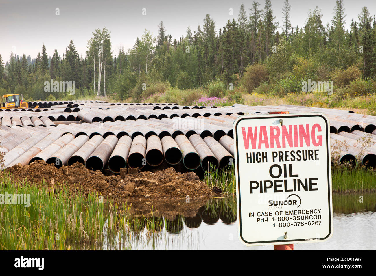Pipeline-Bauarbeiten im Herzen der kanadischen Ölsande nördlich von Fort McMurray Stockfoto