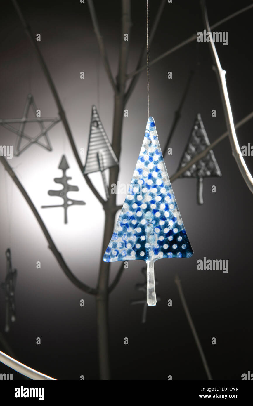 Weihnachtsschmuck von Glas Künstlerin Joanne Numan Stockfoto
