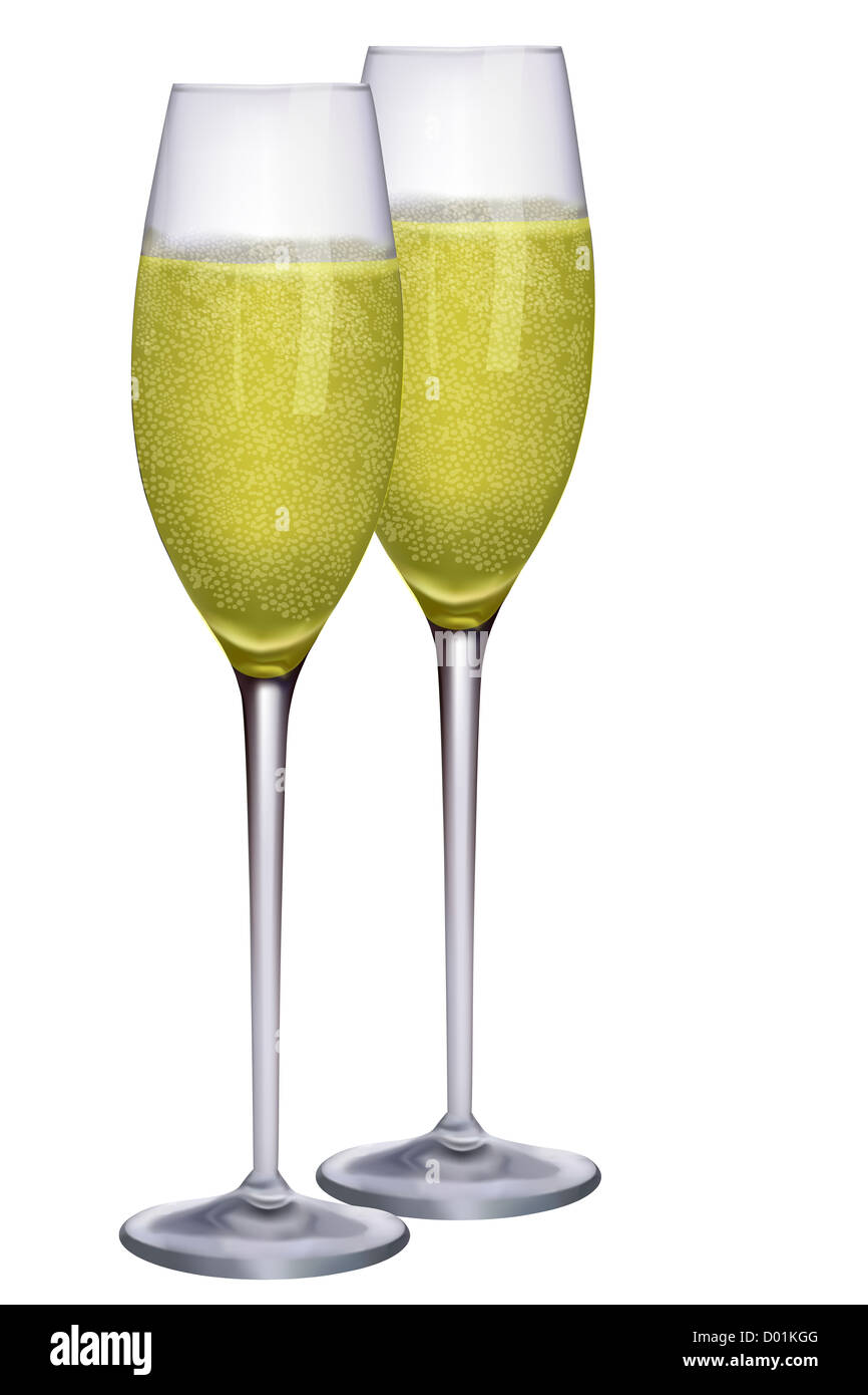Illustration der Weingläser auf weißem Hintergrund Stockfoto