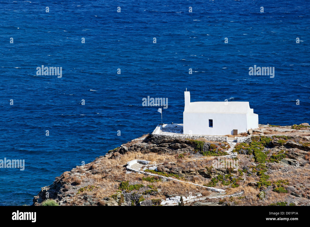 Agios Georgios im Hafen von Korissia auf der Insel von Kea, Griechenland Stockfoto