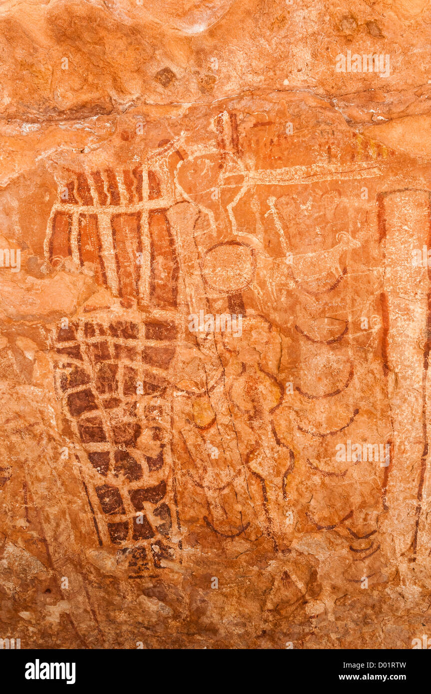 Gordons Panel (Schamanen Galerie) Anasazi Piktogramme, Grand Canyon National Park, Arizona Strip, Mohave County, Arizona. Stockfoto