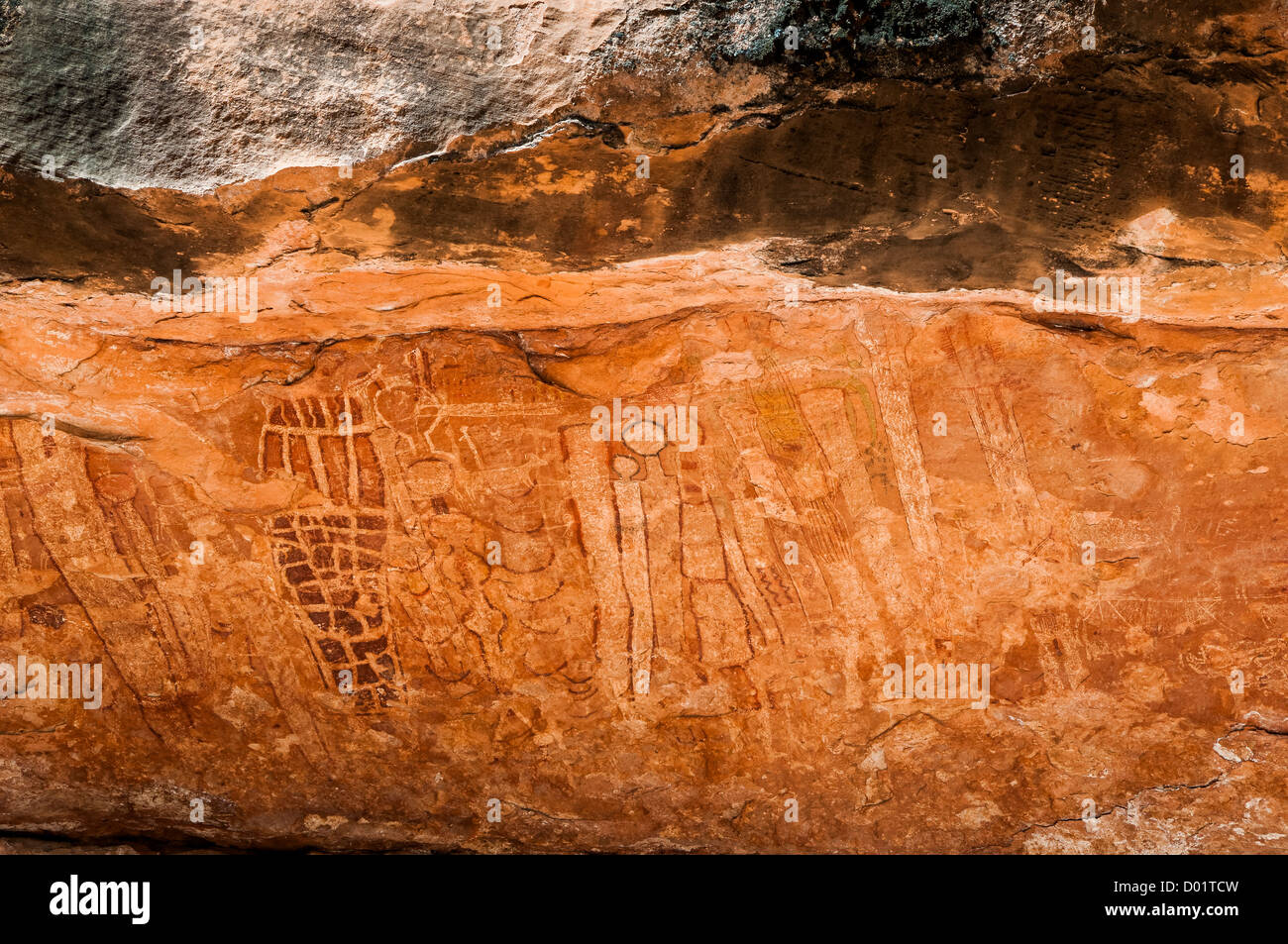 Gordons Panel (Schamanen Galerie) Anasazi Piktogramme, Grand Canyon National Park, Arizona Strip, Mohave County, Arizona. Stockfoto