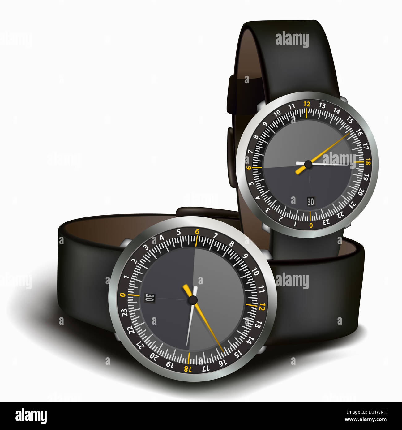 Illustration des Handgelenk Uhren auf weißem Hintergrund Stockfoto