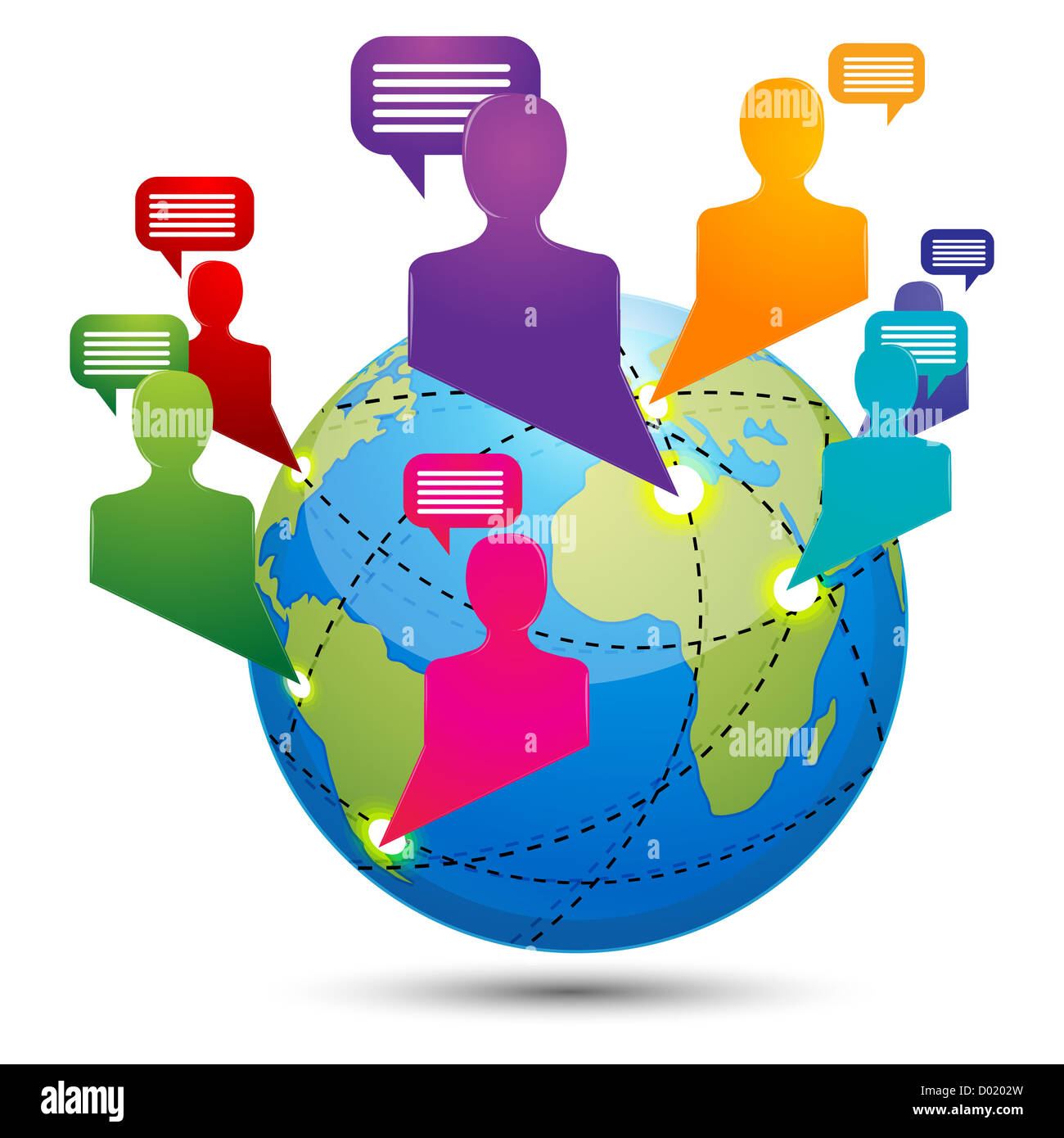 Illustration der globale Konnektivität auf weißem Hintergrund Stockfoto