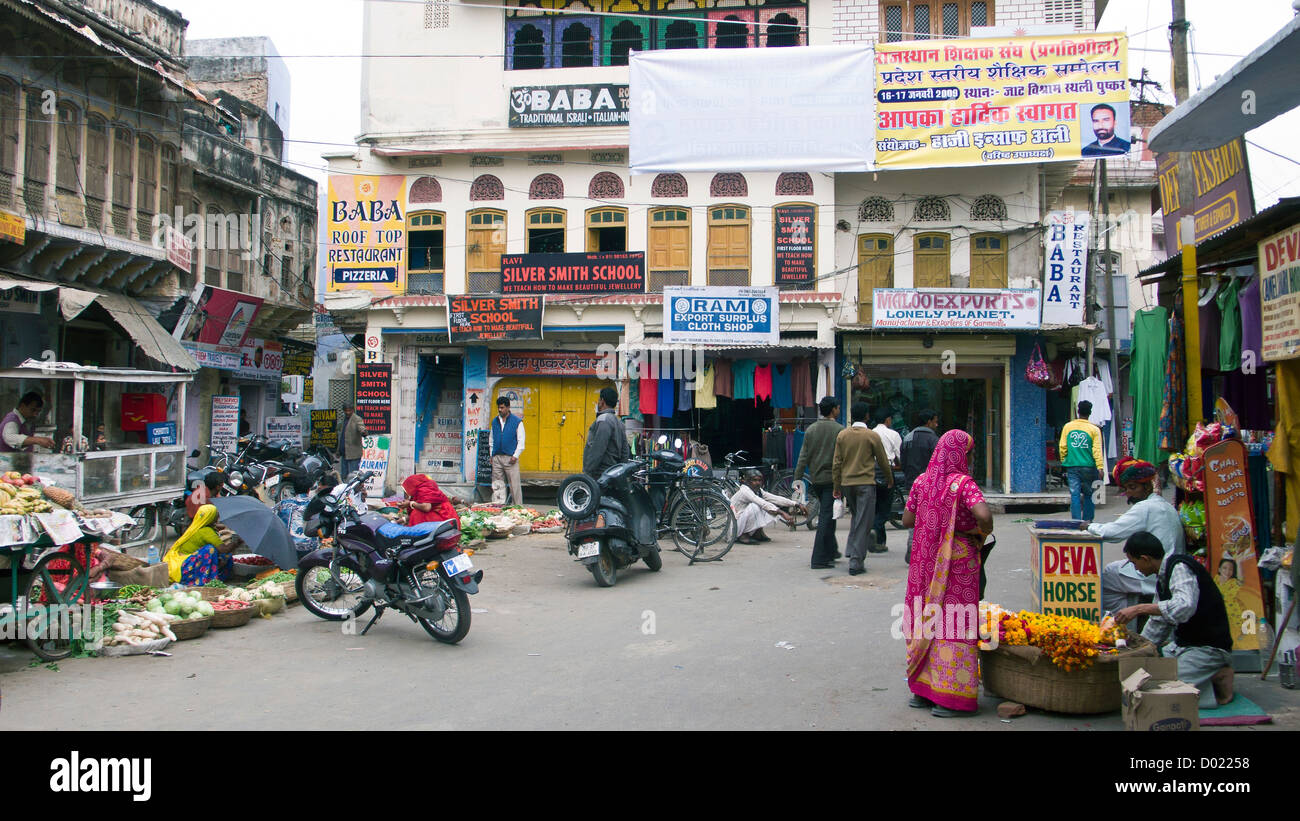 Straßenszene Pushkar Rajasthan Indien Stockfoto