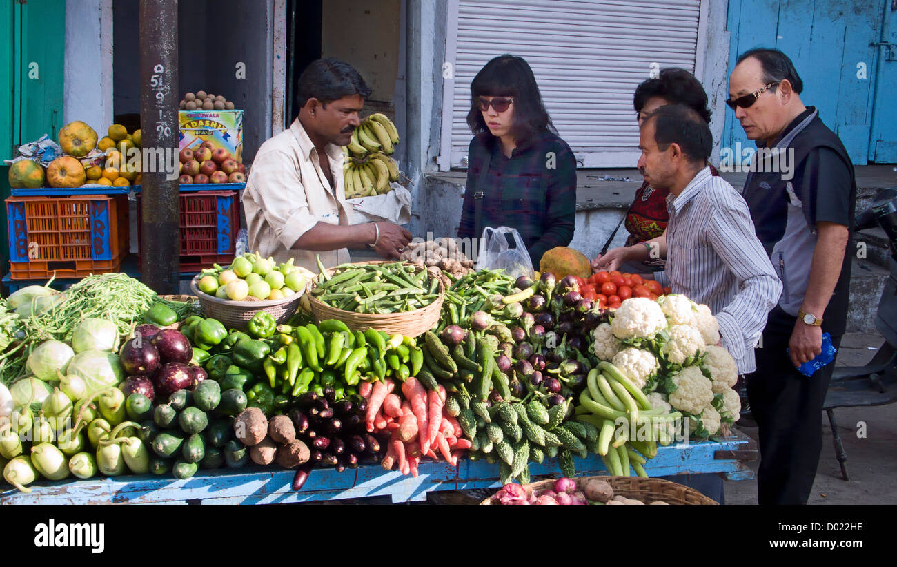 Besucher kaufen Obst Udaipur Rajasthan Indien Stockfoto