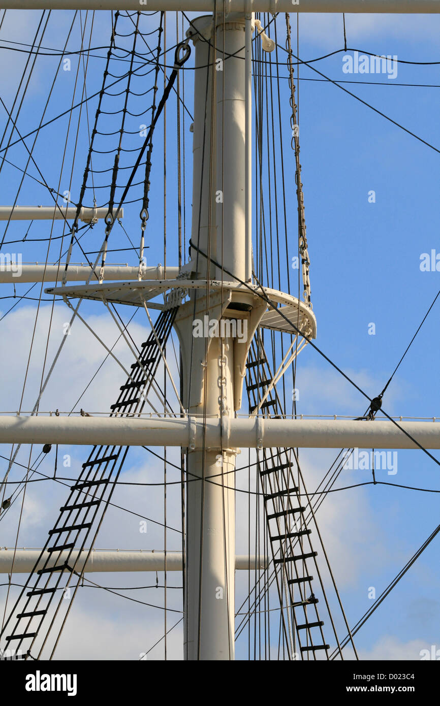 Mast und Takelage. Stockfoto