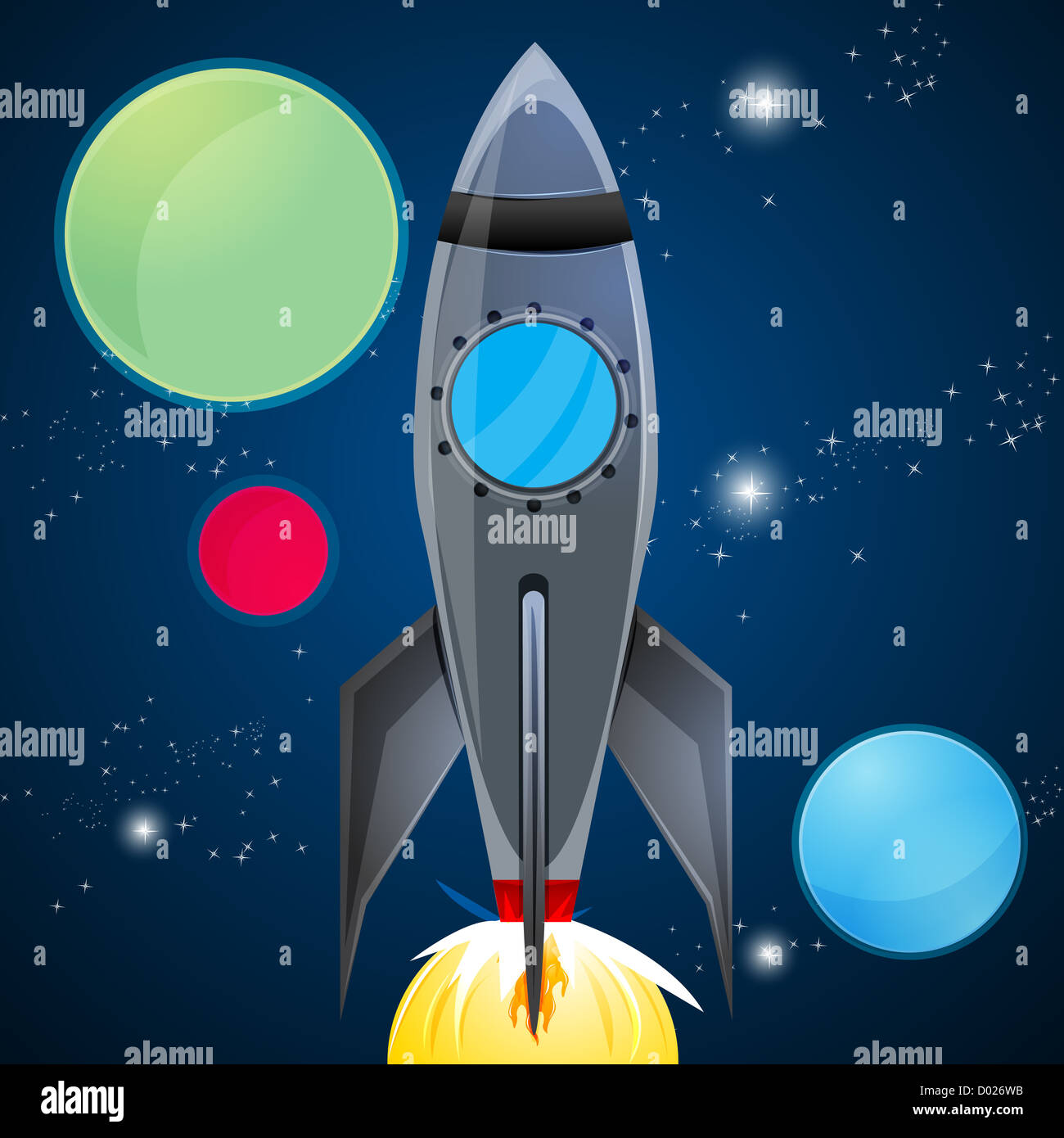 Illustration der Raketenwerfer in Himmel auf abstrakten Hintergrund Stockfoto