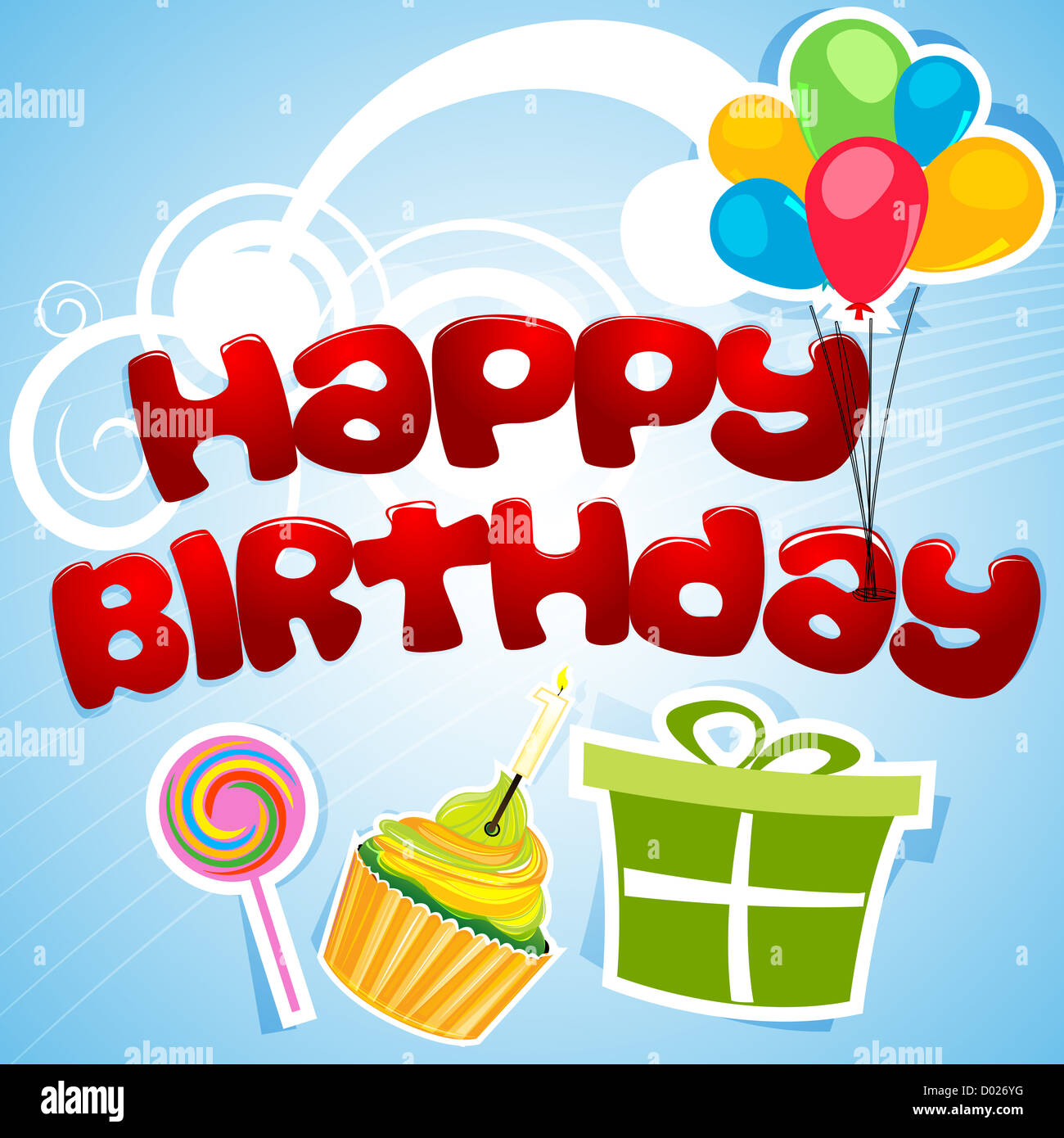 Illustration der alles Gute zum Geburtstagskarte Stockfotografie - Alamy