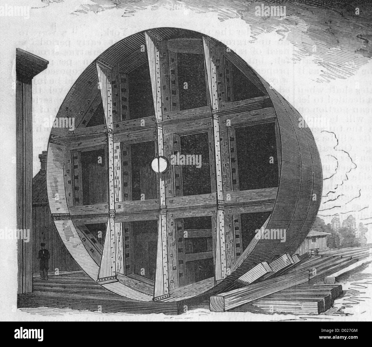 Vorderansicht des hydraulischen Strand Schild, Aufbau von großen Eisenbahntunnel unter St. Clair River, um 1890 Stockfoto