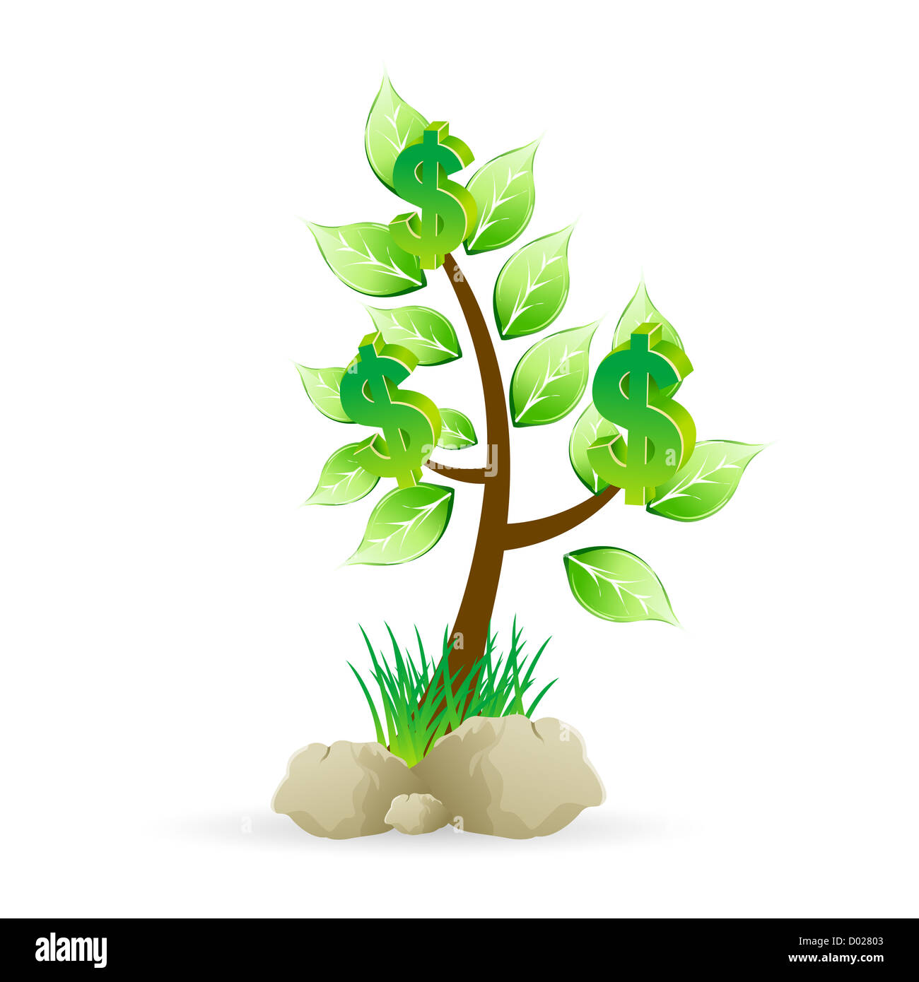 Illustration der Dollar Baum auf weißem Hintergrund Stockfoto