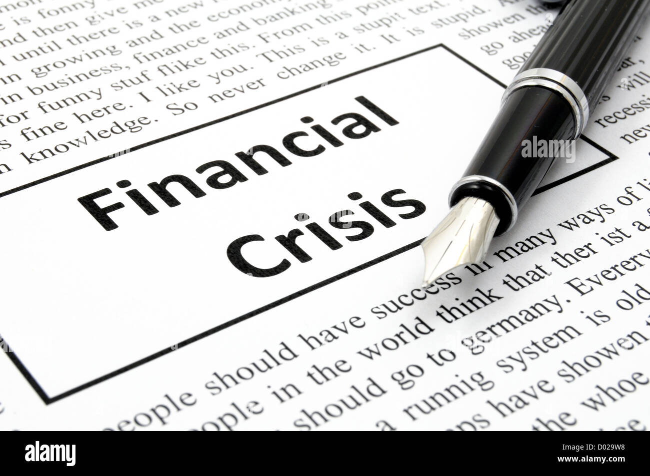 Finanzkrise-Konzept mit gefälschten Zeitung zeigt wirtschaftliche Abschwung Stockfoto