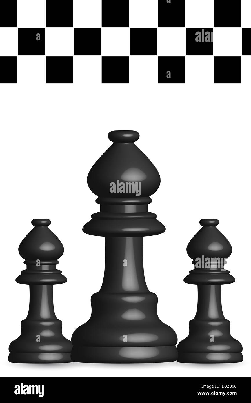 Außenillustration Schachbrett auf weißem Hintergrund Stockfoto