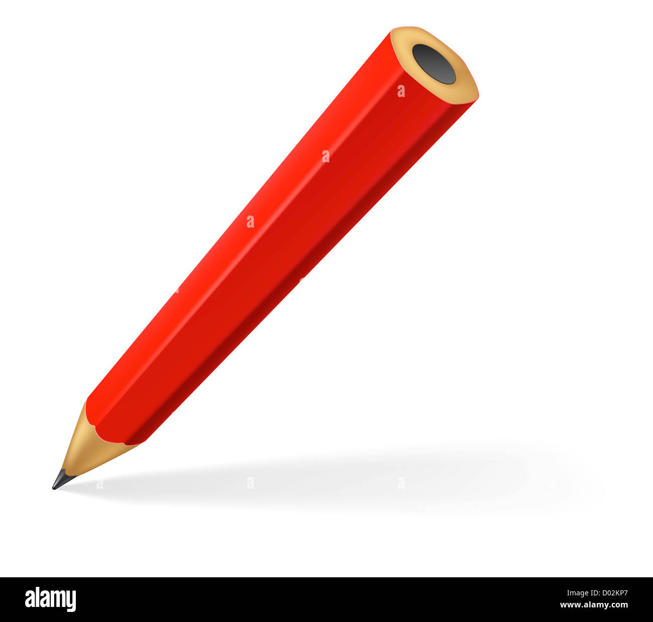Ein Beispiel für einen roten Holz Bleistift mit einem Schatten Stockfoto
