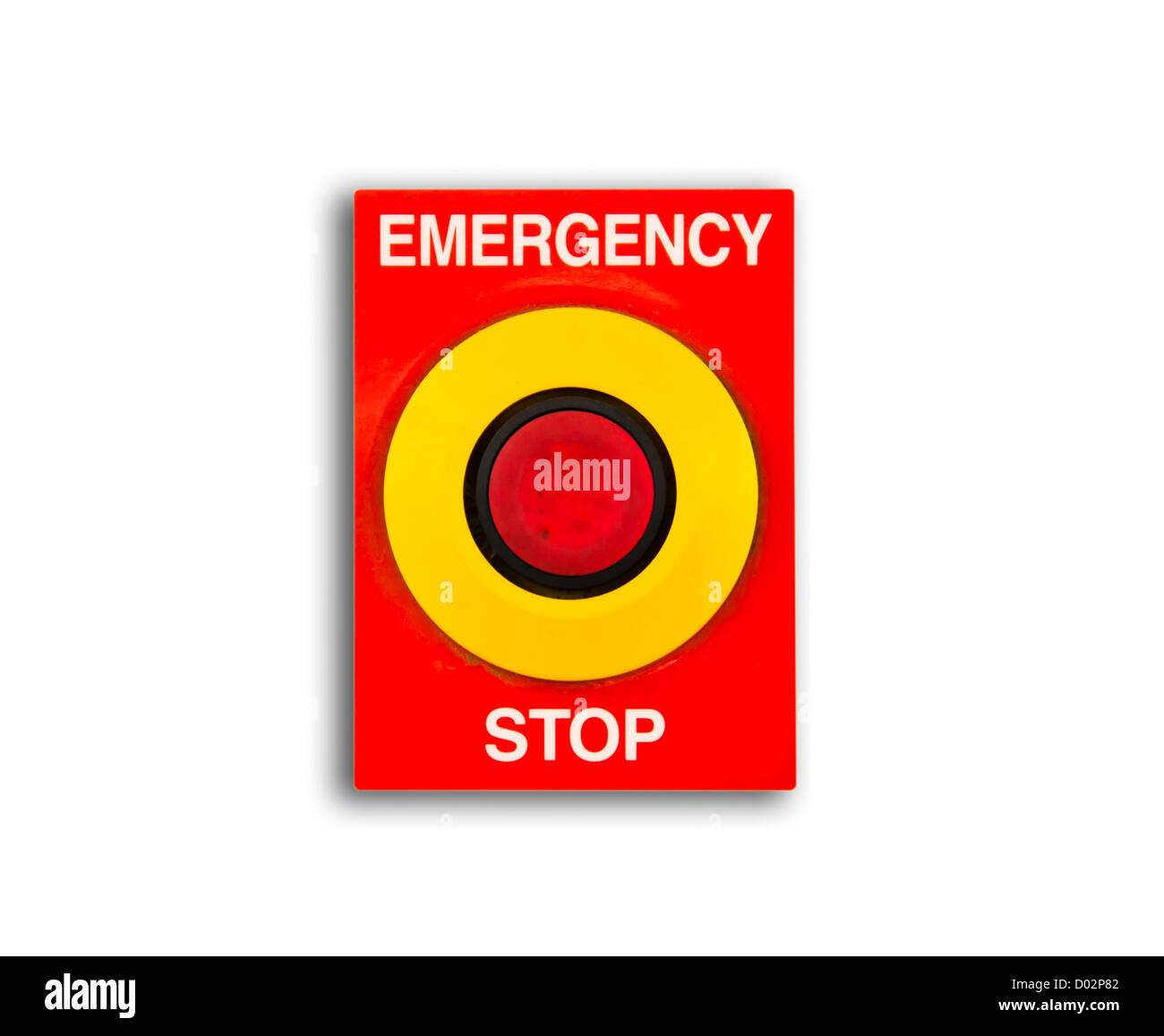 Notfall- und Stop isoliert auf weißem Hintergrund Stockfoto