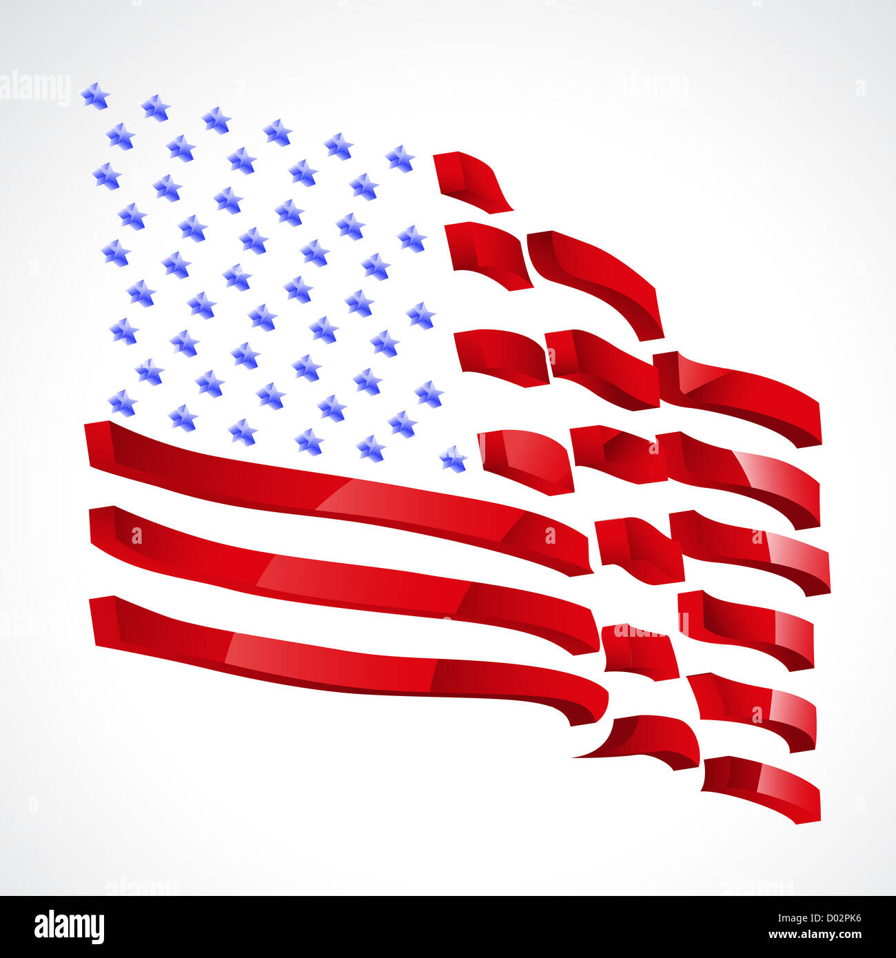 Illustration der Usa-Flagge auf weißem Hintergrund Stockfoto