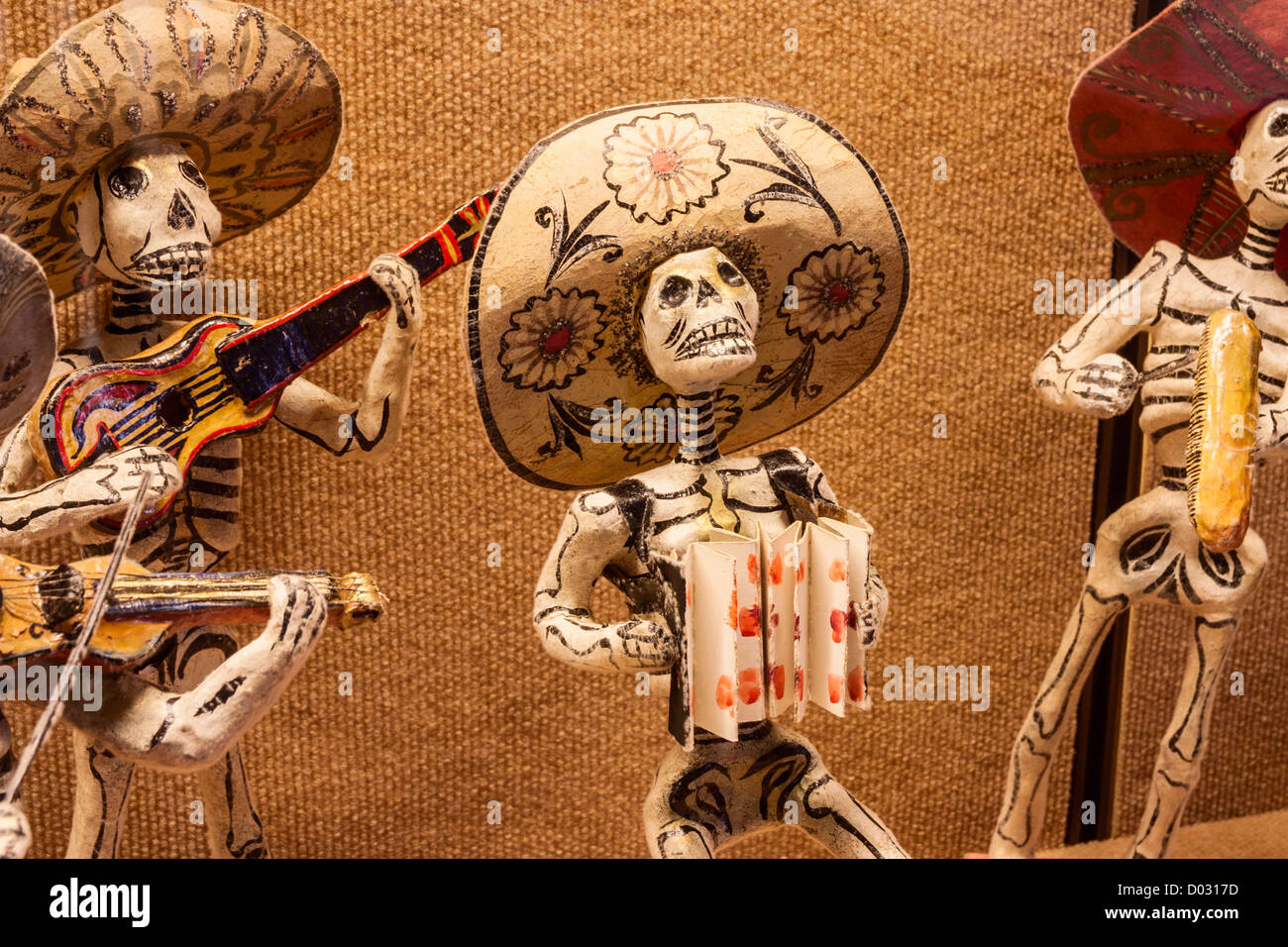 Mexikanische Skelett Puppen Darstellung "Dia de Los Muertos" (Tag der Toten) feiern Stockfoto