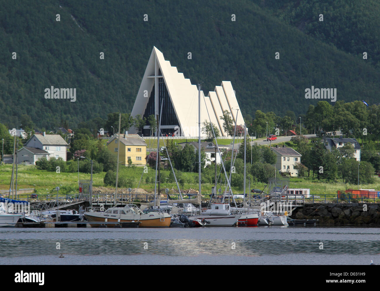 Ishavskatedralen, Kirche in Nord-Norwegen. Stockfoto
