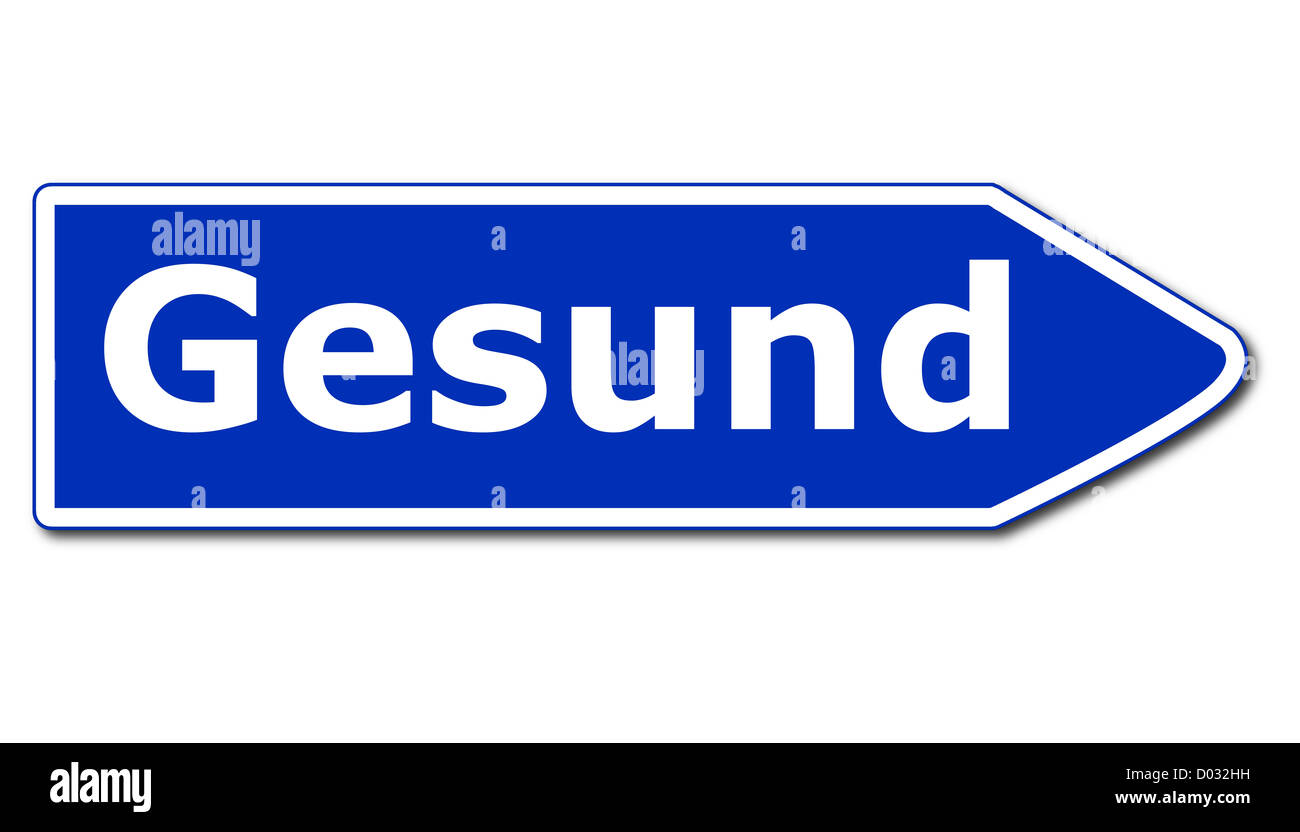 Gesundheitskonzept mit blauen Straße Zeichen isolierten auf weißen Hintergrund Stockfoto