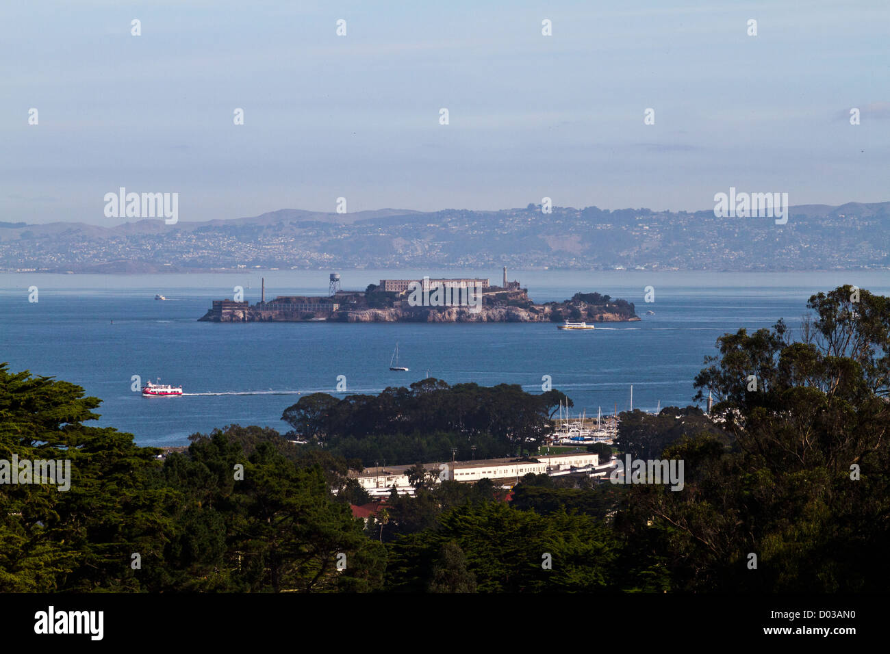 Ein Blick auf Alcatraz von ft. Mason in San Francisco, Kalifornien Stockfoto