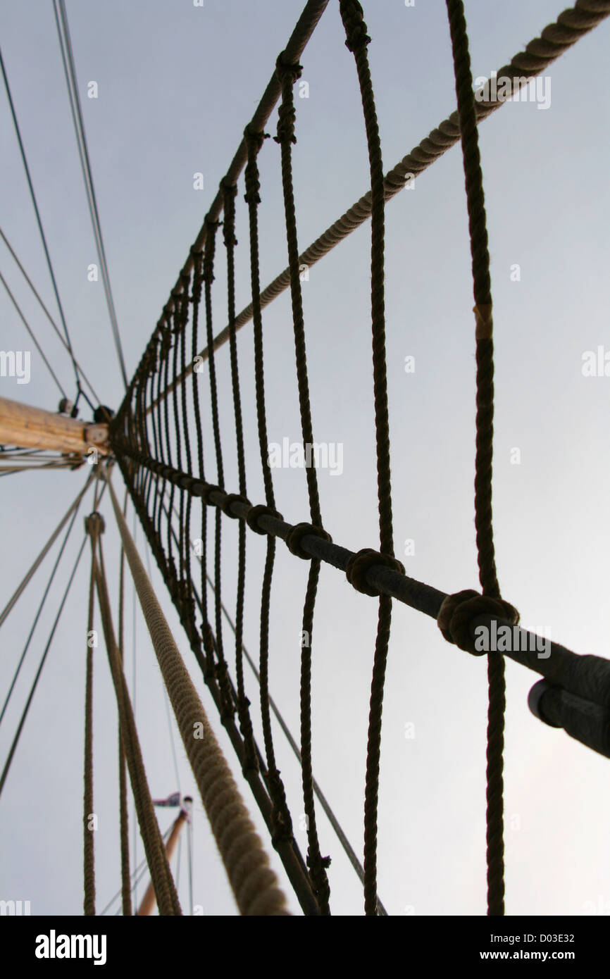 Mast, Segel und Seil Stockfoto