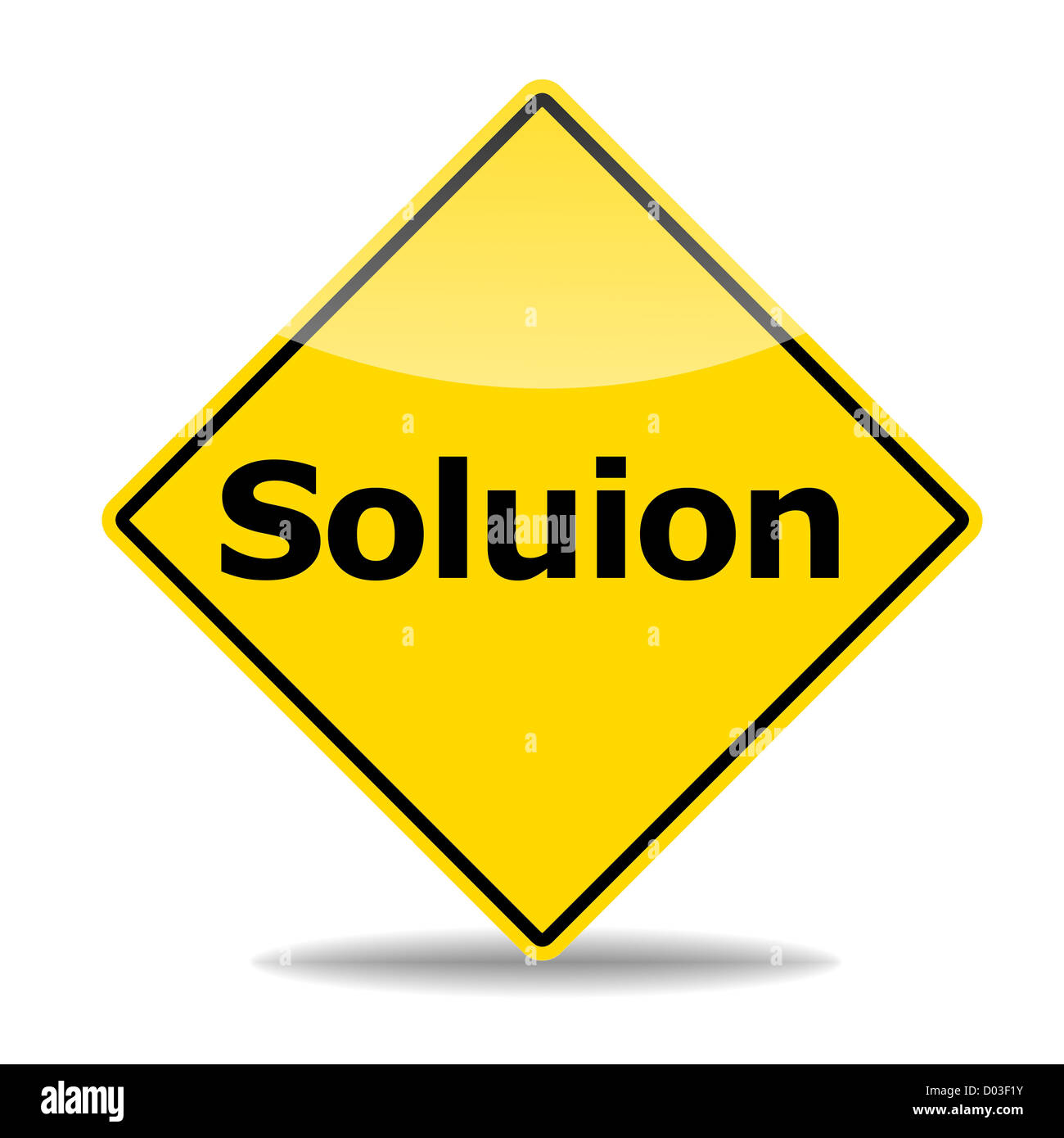 Lösung oder Problem Konzept mit Roadsign isoliert auf weißem Hintergrund Stockfoto