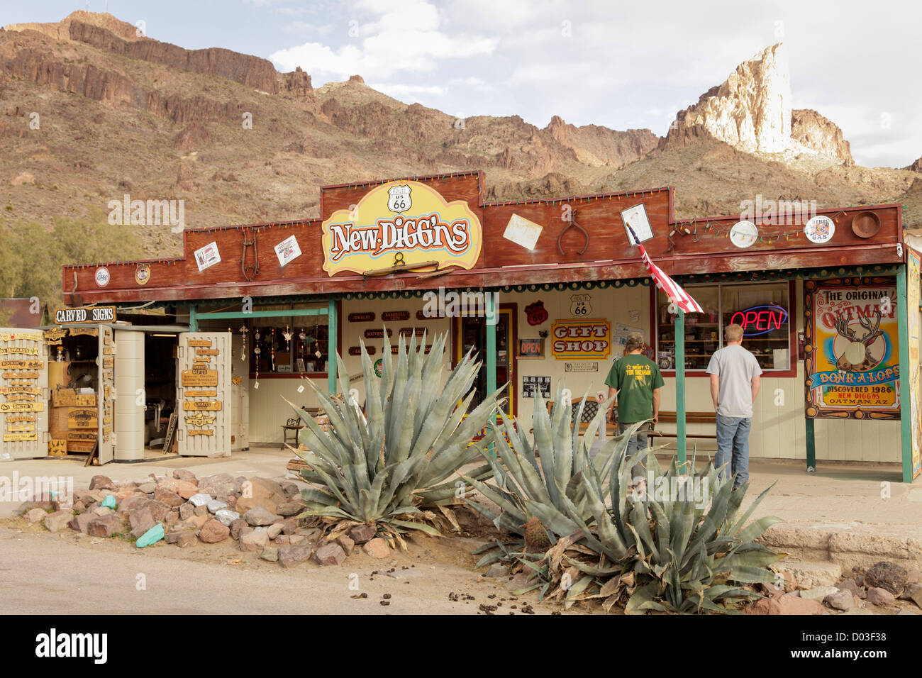 Oatman, Arizona, Vereinigte Staaten von Amerika. Route 66 Stockfoto